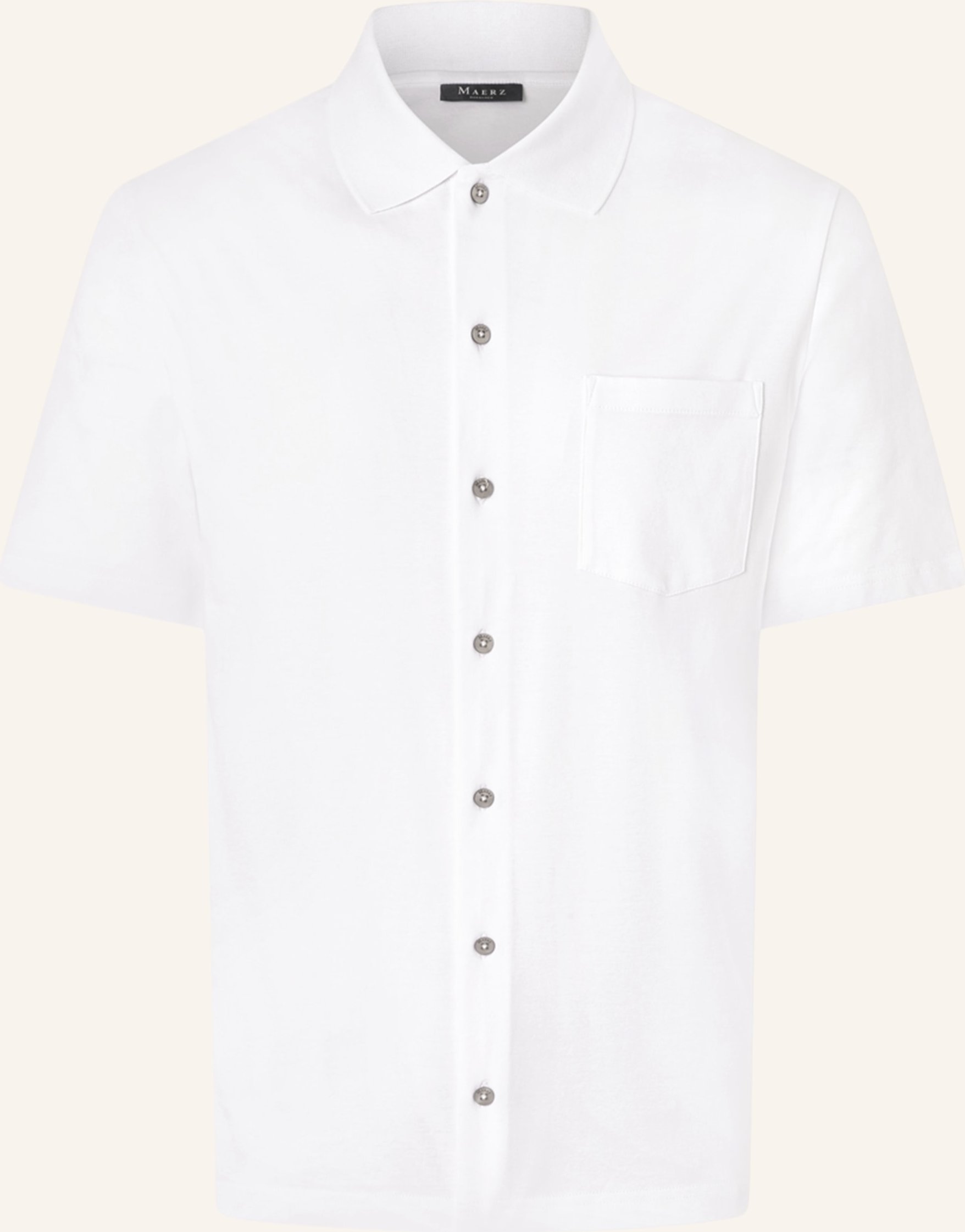 Maerz Muenchen Kurzarm-Hemd Regular Fit Aus Jersey weiss