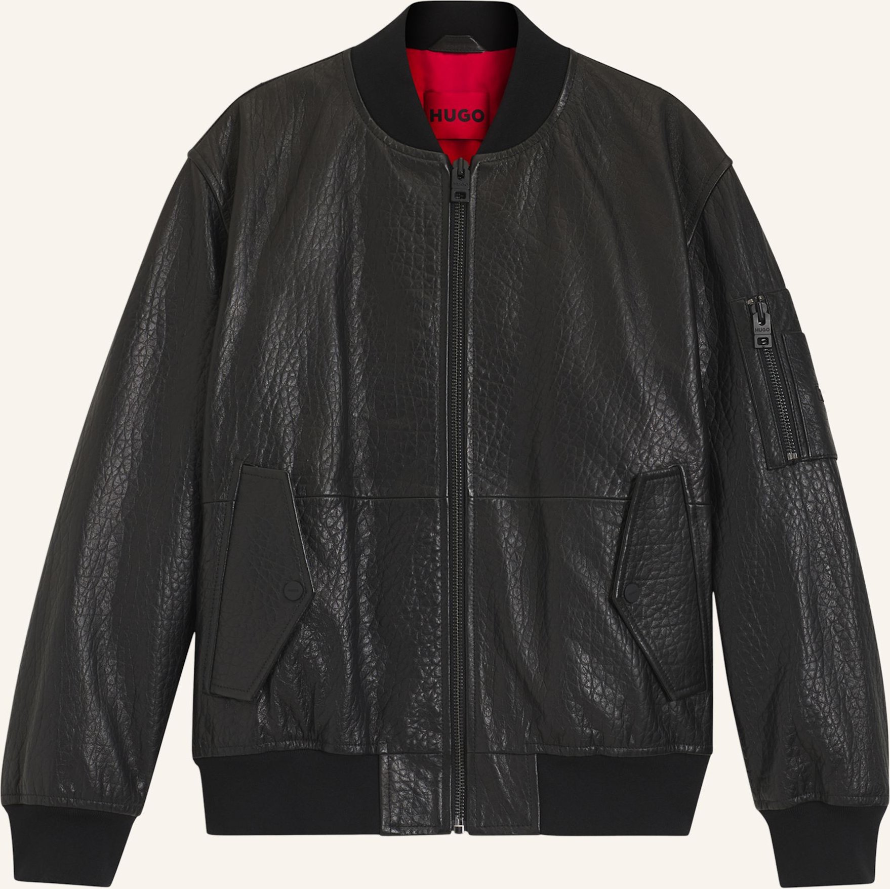 Hugo Lederjacke Lude Regular Fit schwarz