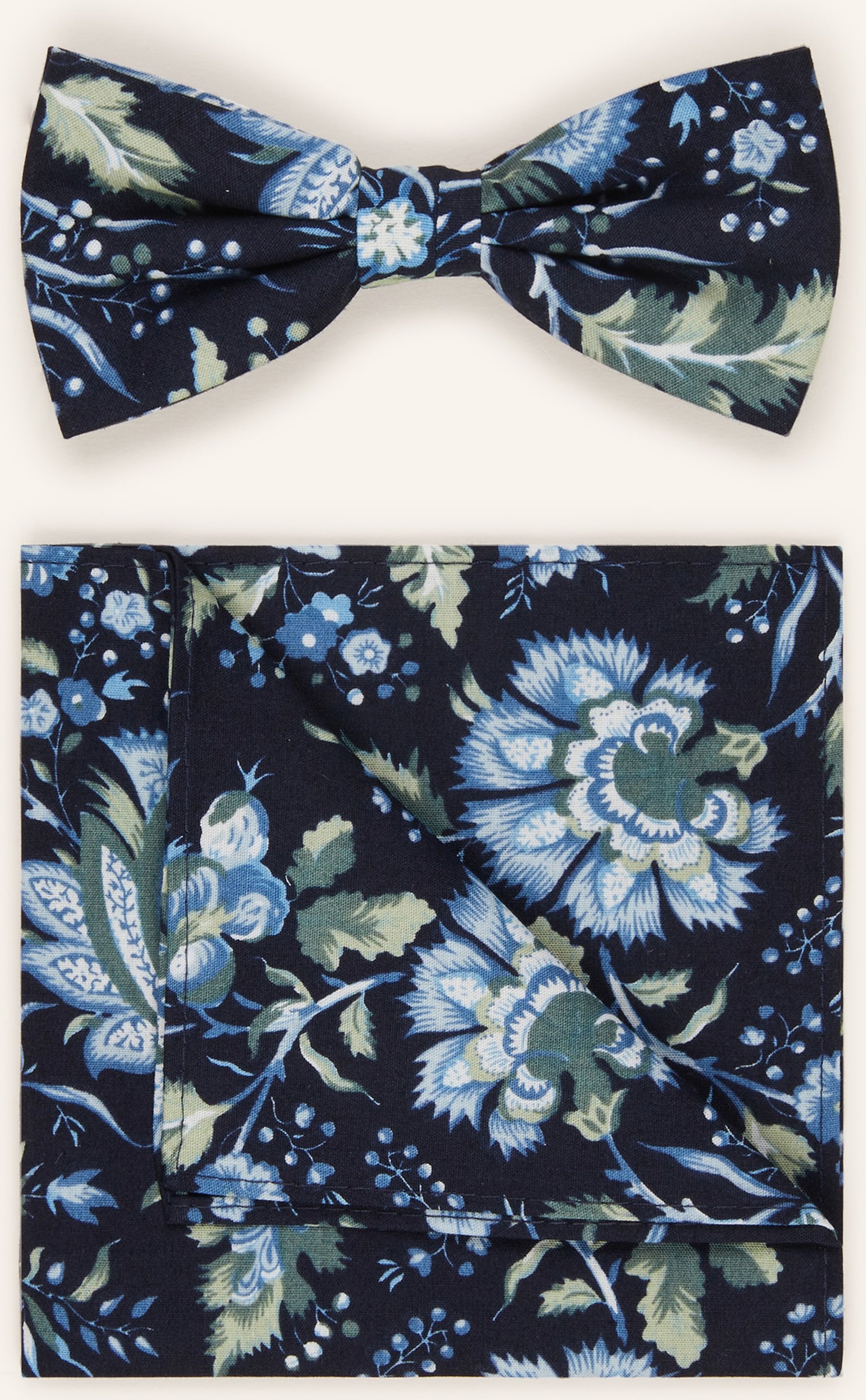 Prince Bowtie Set: Fliege Und Einstecktuch blau