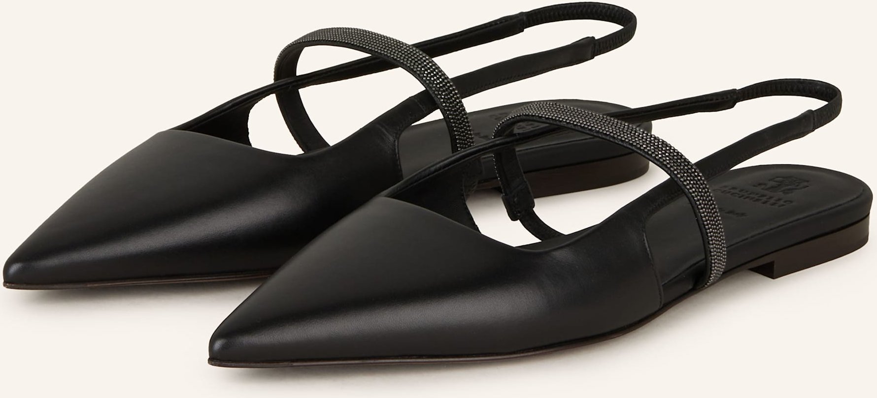 Brunello Cucinelli Slingballerinas Mit Schmucksteinen schwarz