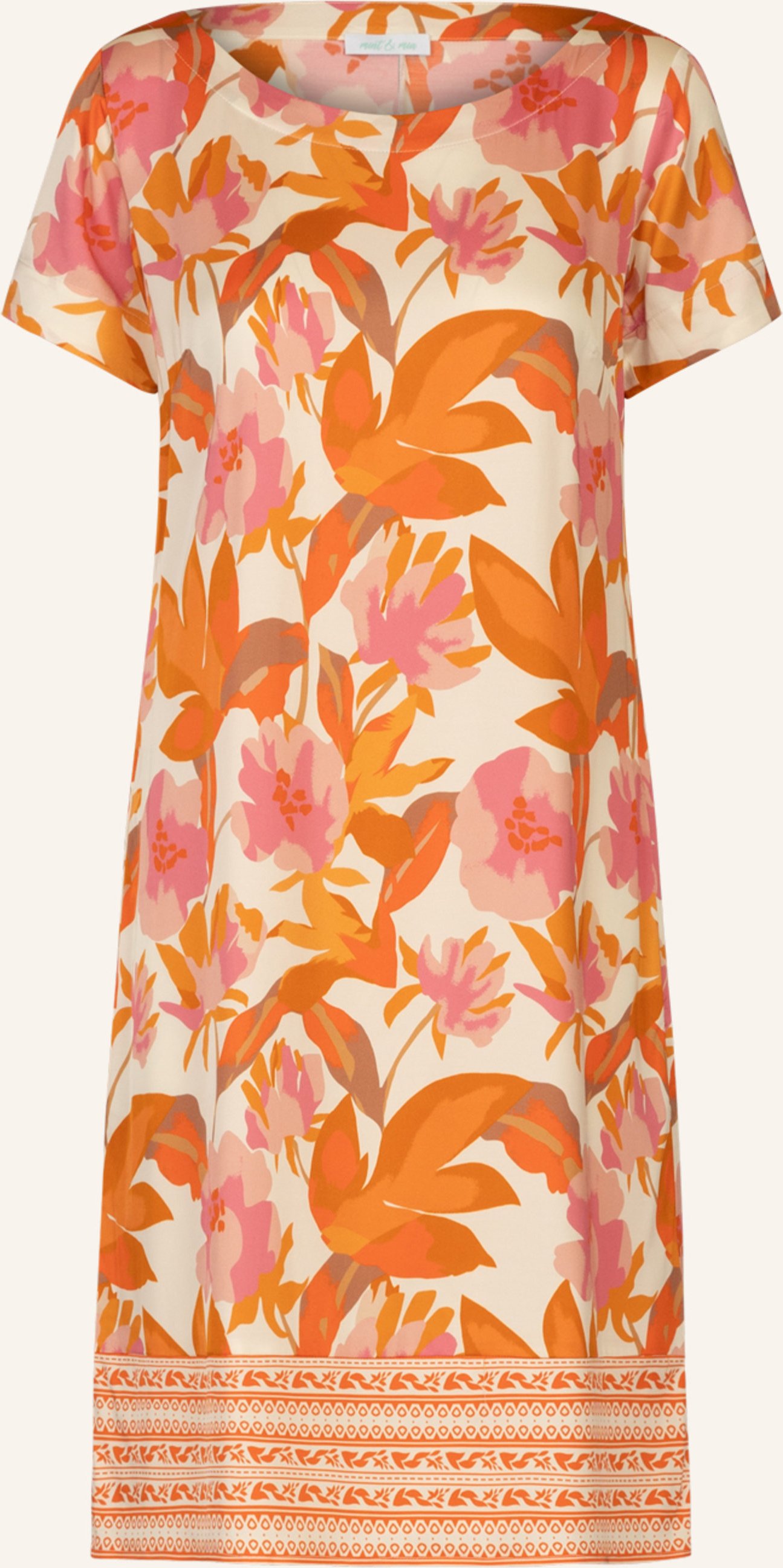 Mint & Mia Bedrucktes Viskose Satin Kleid orange
