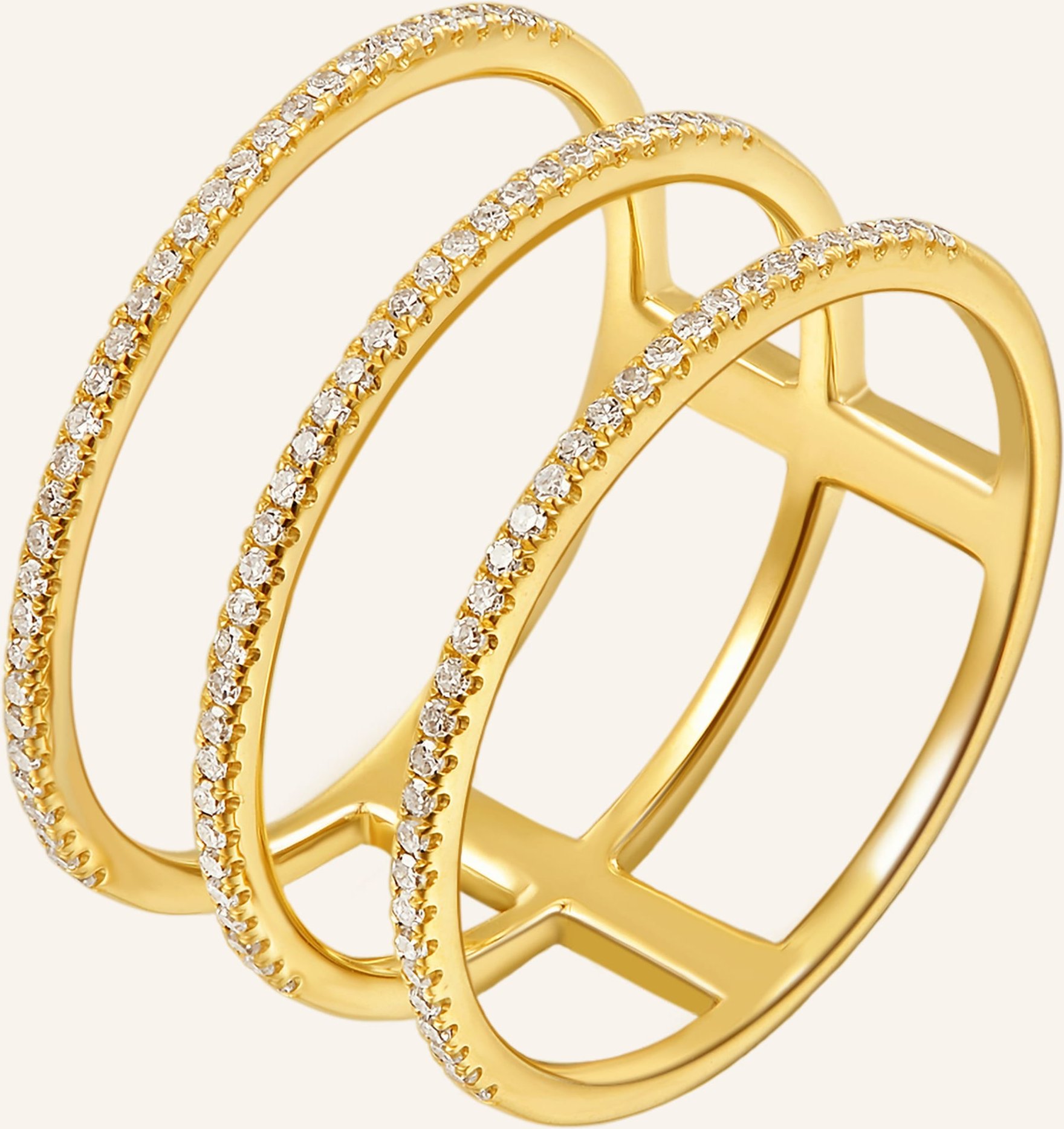 Leaf Ring Triple Aus 18 Karat Gelbgold Mit Diamanten gold