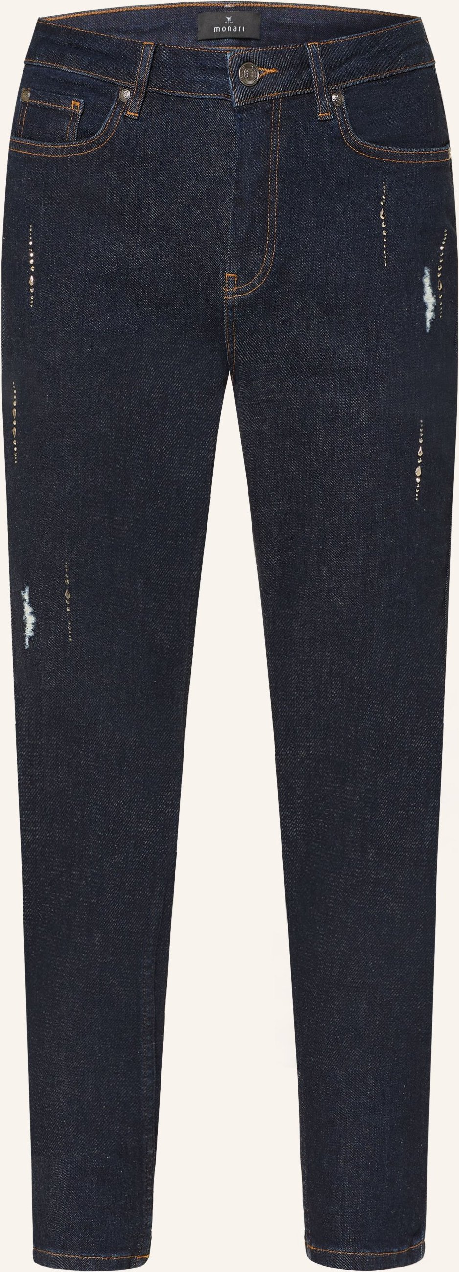 Monari Cropped Jeans Mit Schmucksteinen blau