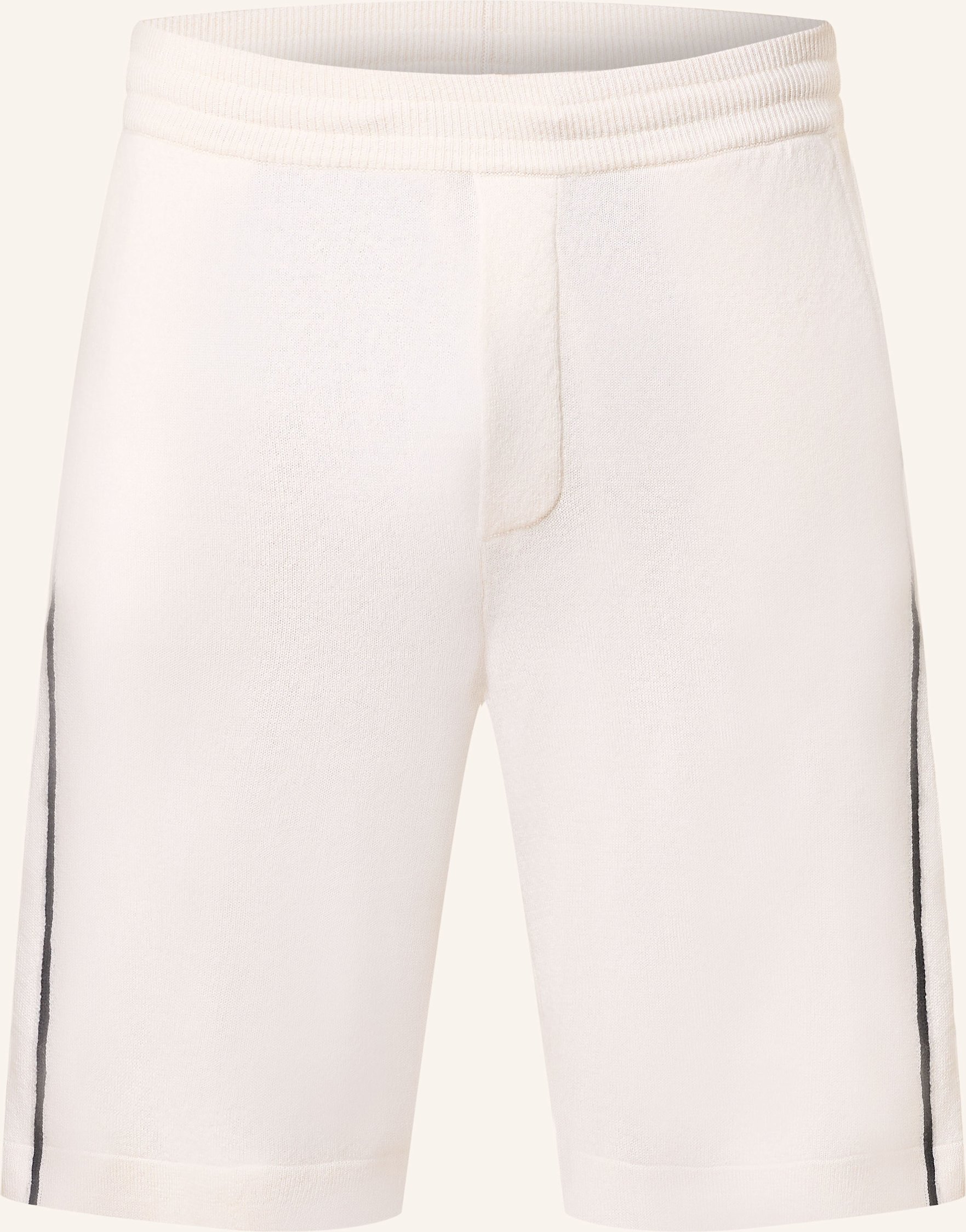 Lisa Yang Strickshorts Ollie Aus Cashmere Mit Galonstreifen weiss