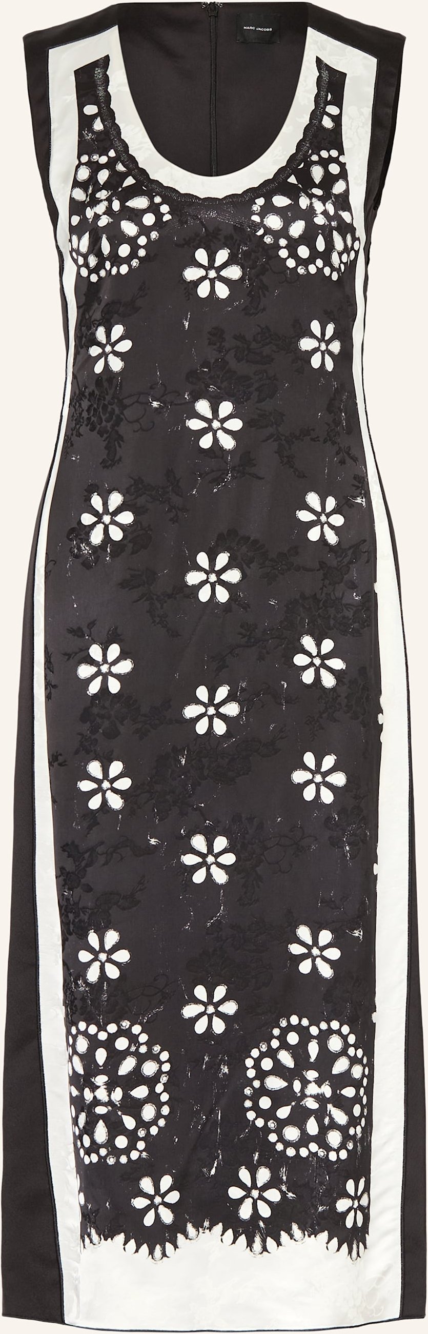 Marc Jacobs Satinkleid Trompe Loeil Eyelet schwarz