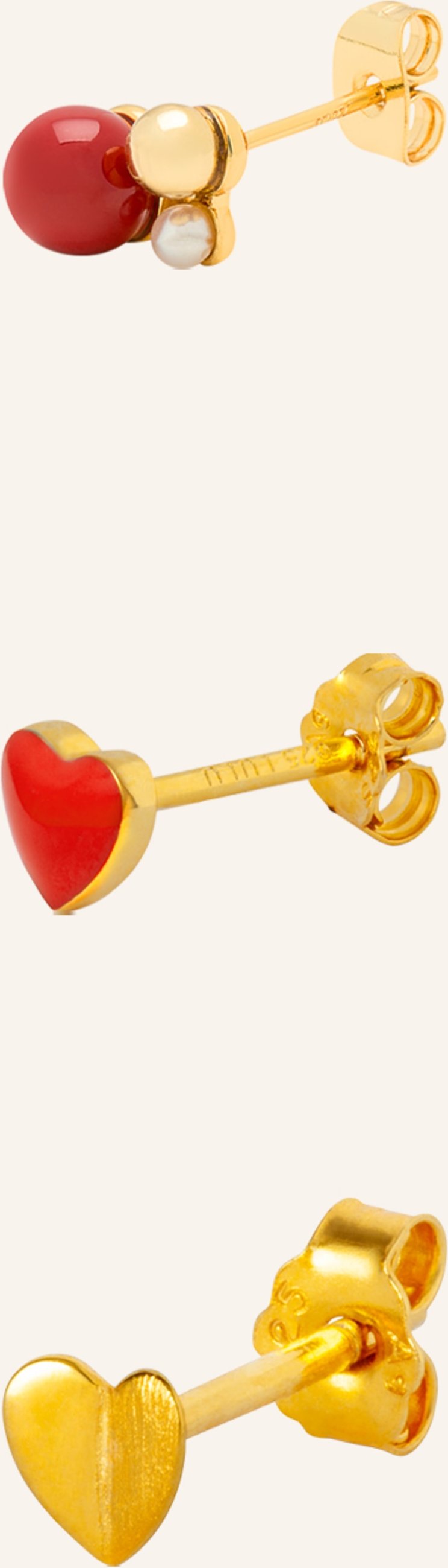 Lulu Copenhagen 3er-Set Ohrstecker Heart gold