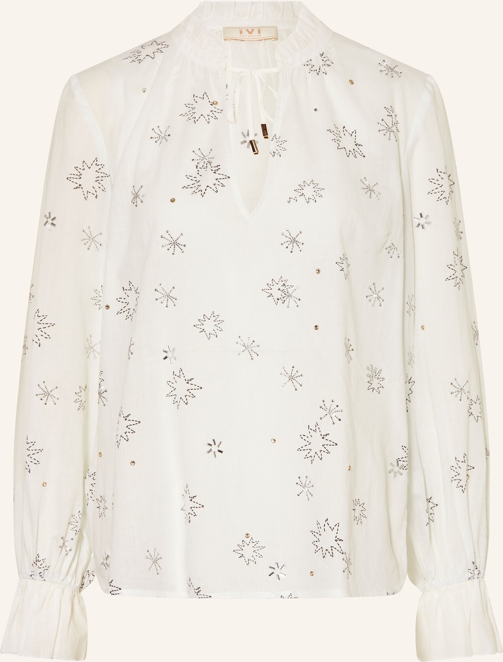 Ivi Collection Blusenshirt Mit Schmucksteinen weiss