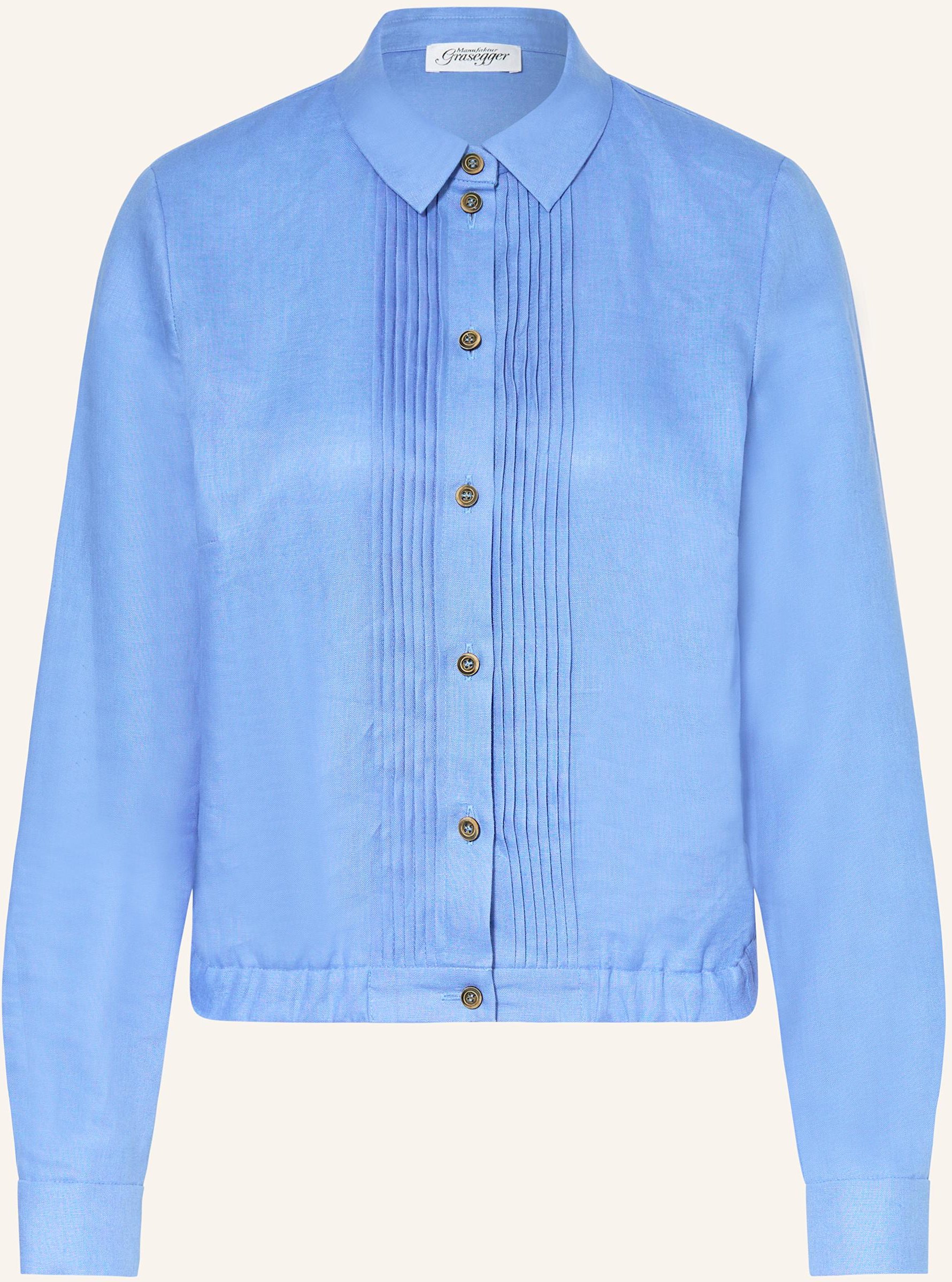 Thumbnail - Grasegger Trachtenbluse Evelin Aus Leinen blau