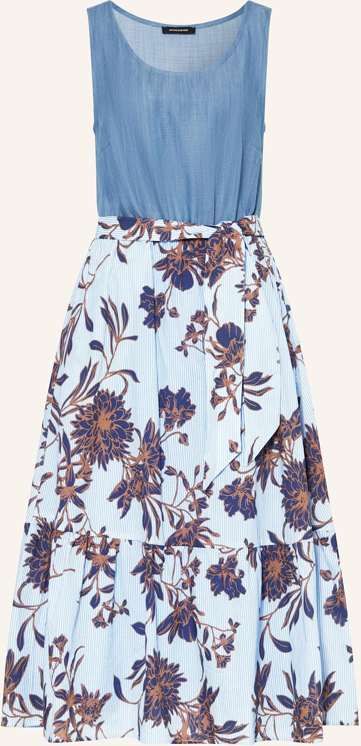 More & More Kleid Im Materialmix blau