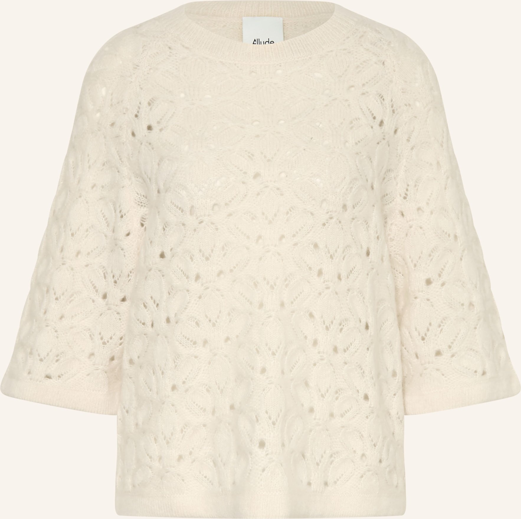 Allude Cashmere-Pullover Mit 3/4-Arm weiss