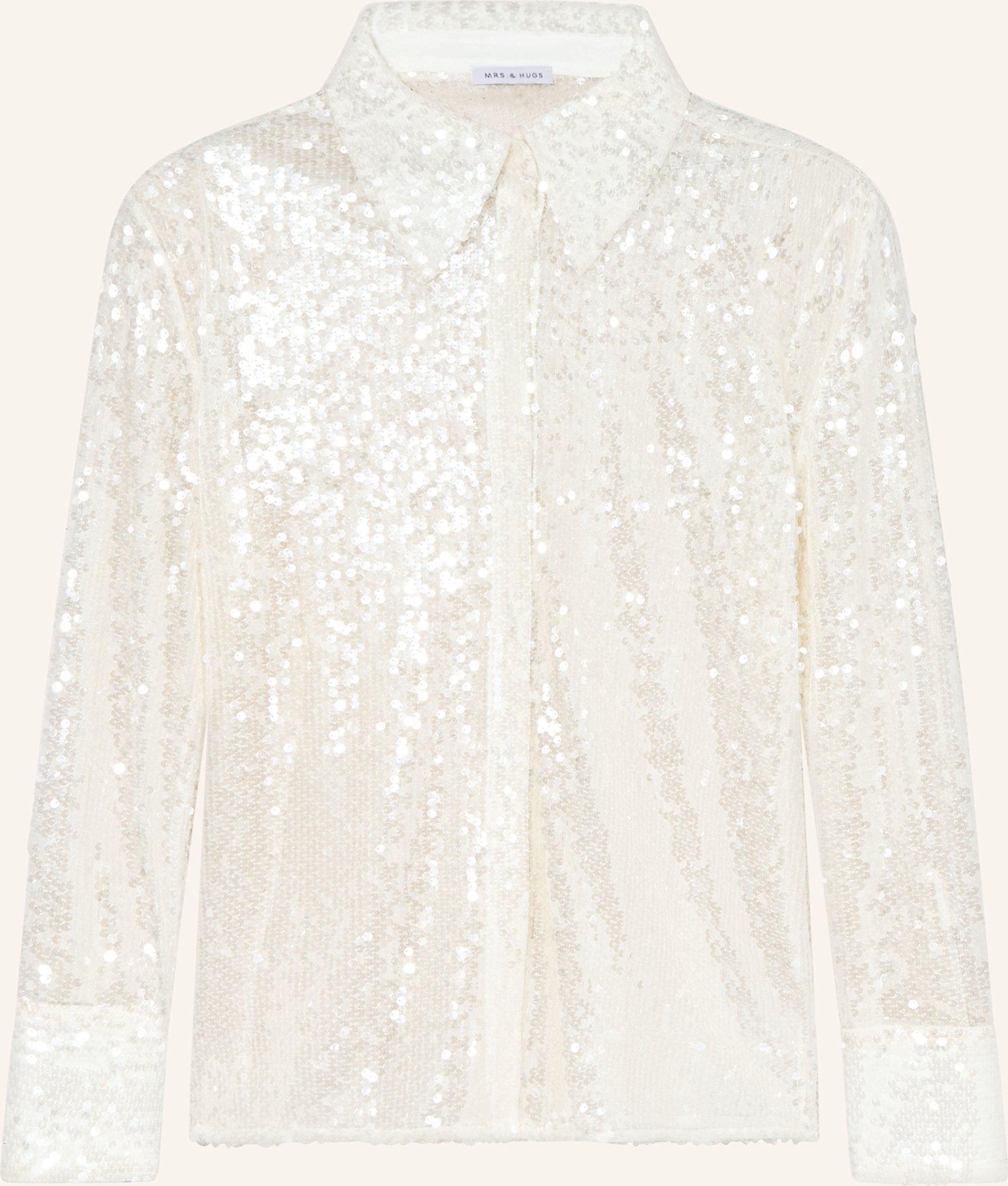 Mrs & Hugs Hemdbluse Mit Pailletten weiss