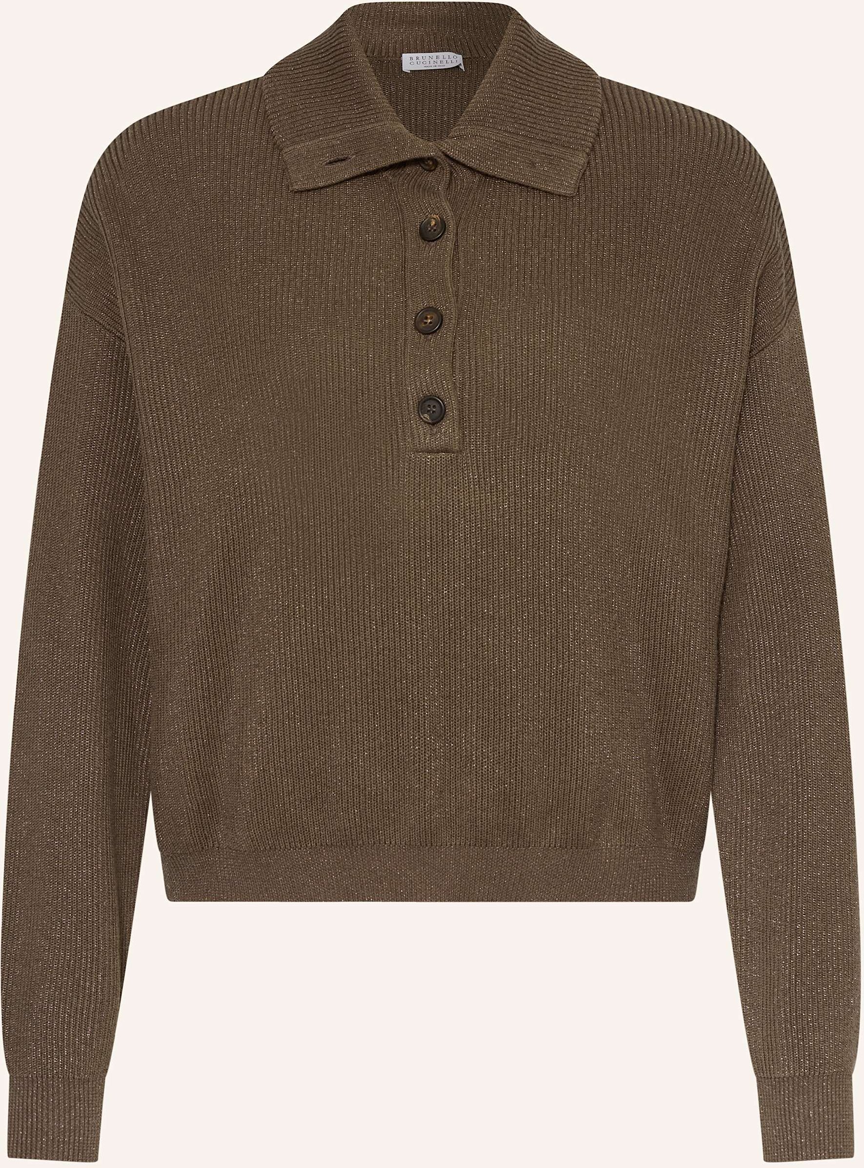 Thumbnail - Brunello Cucinelli Pullover Collo Alto Mit Glitzergarn braun