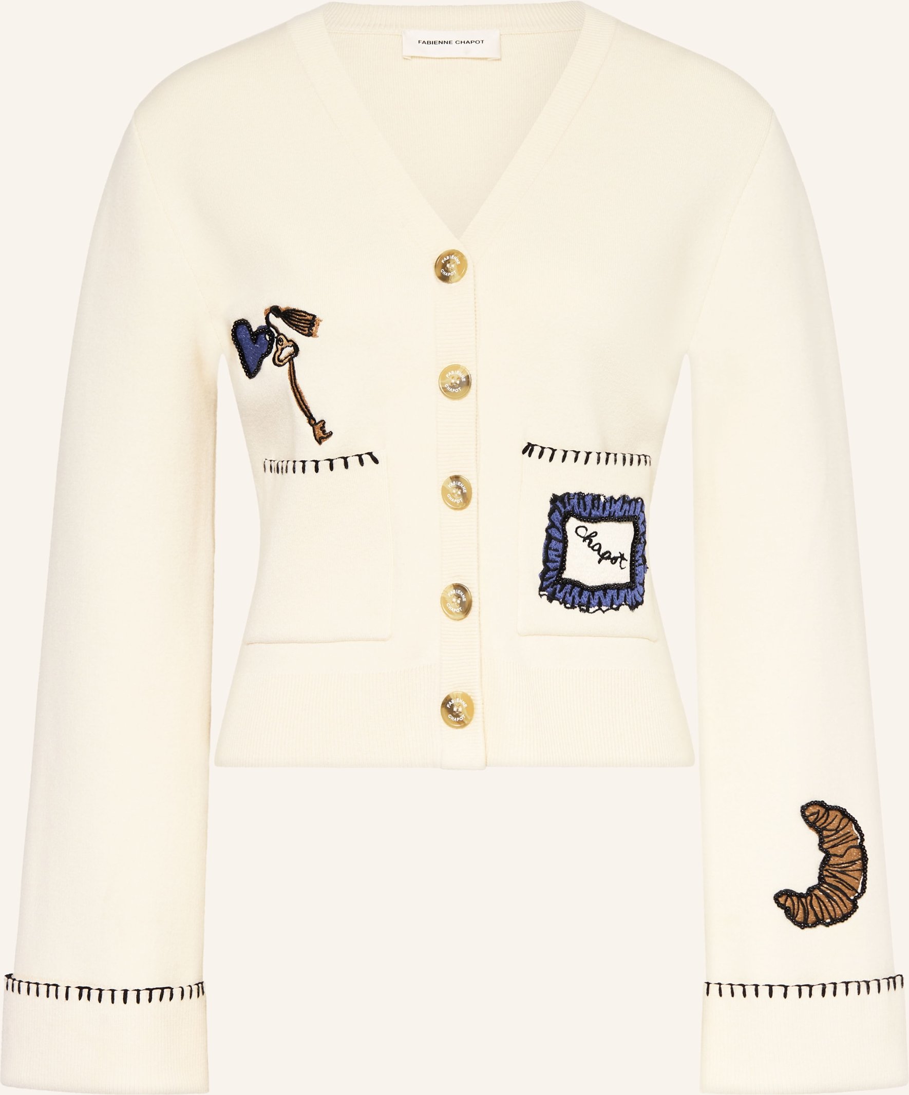 Fabienne Chapot Strickjacke Betty Mit Stickereien weiss