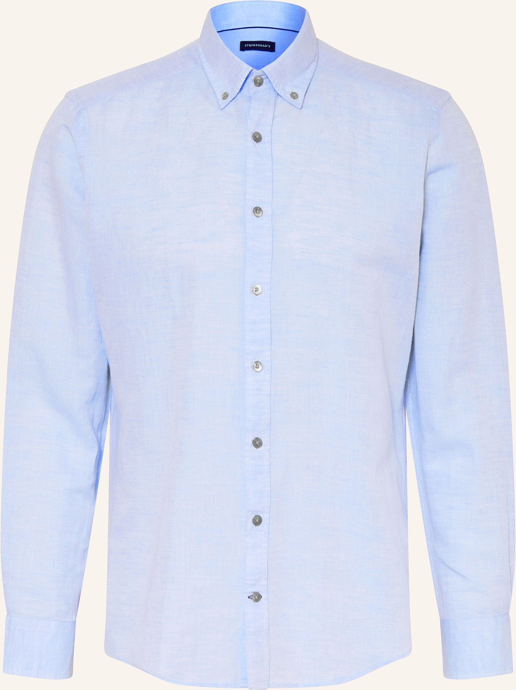 Strokesman's Hemd Regular Fit Mit Leinen blau