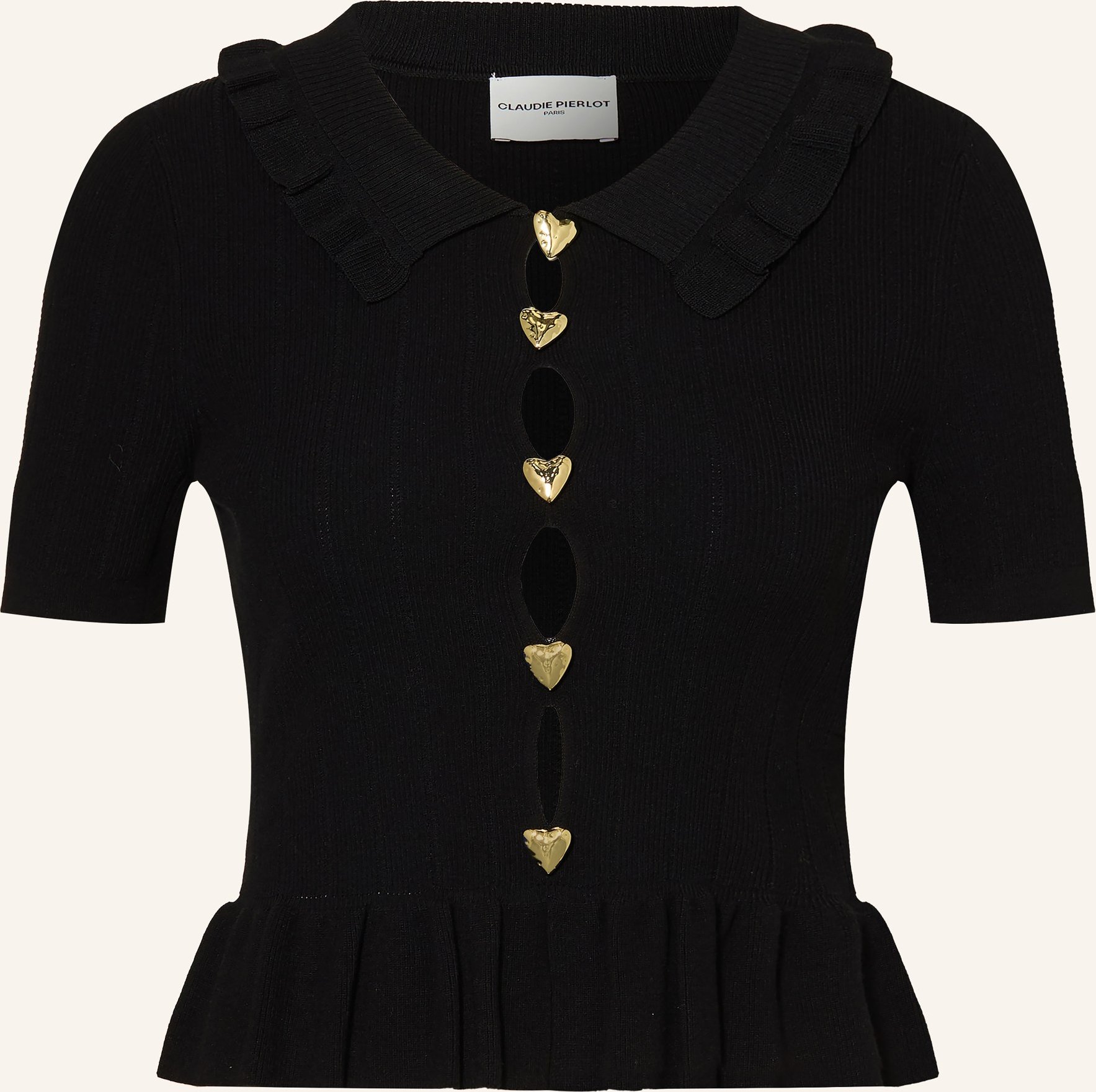 Claudie Pierlot Strickshirt Mit Rüschen Und Cut-Outs schwarz