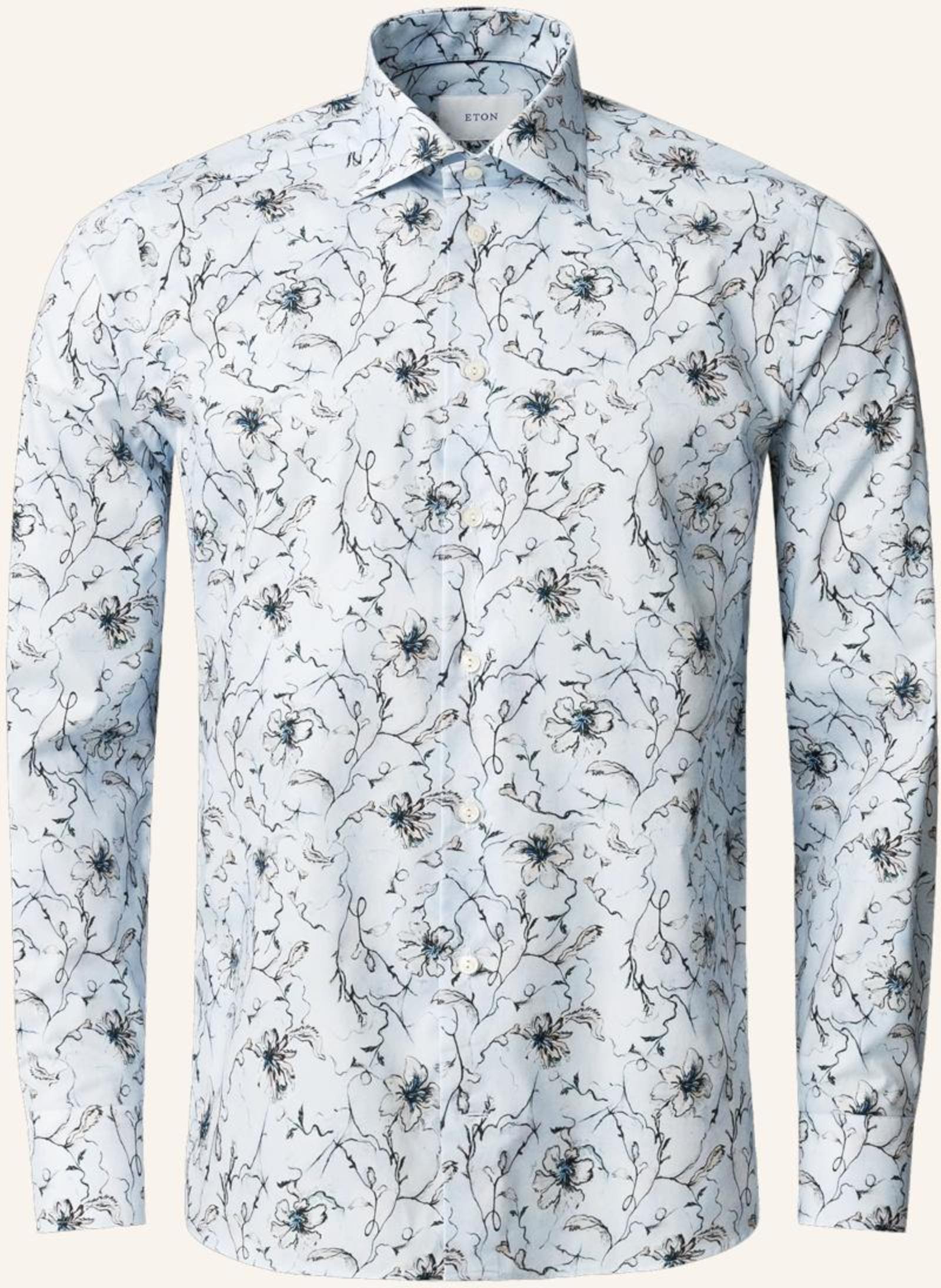 Eton Geblümtes Signature-Twill-Hemd Slim Fit blau