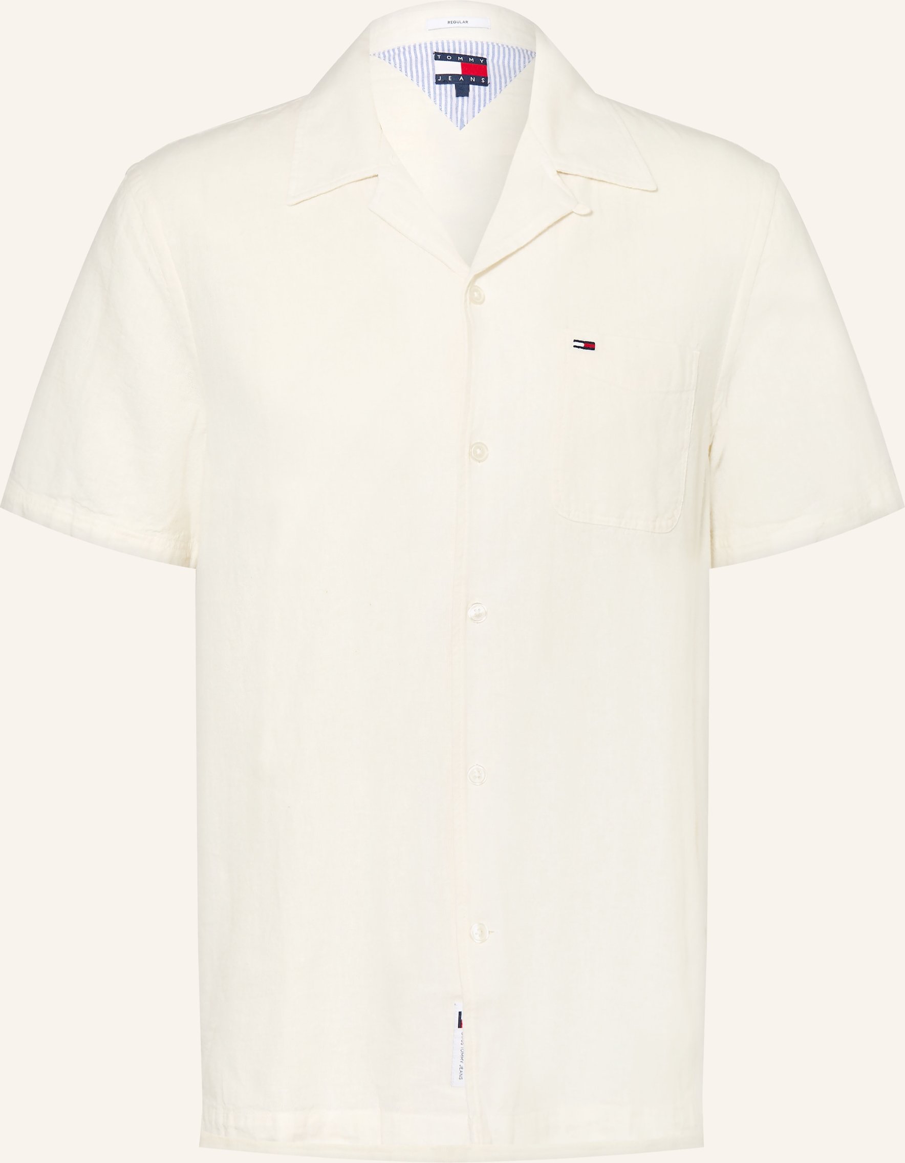 Tommy Jeans Resorthemd Comfort Fit Mit Leinen weiss