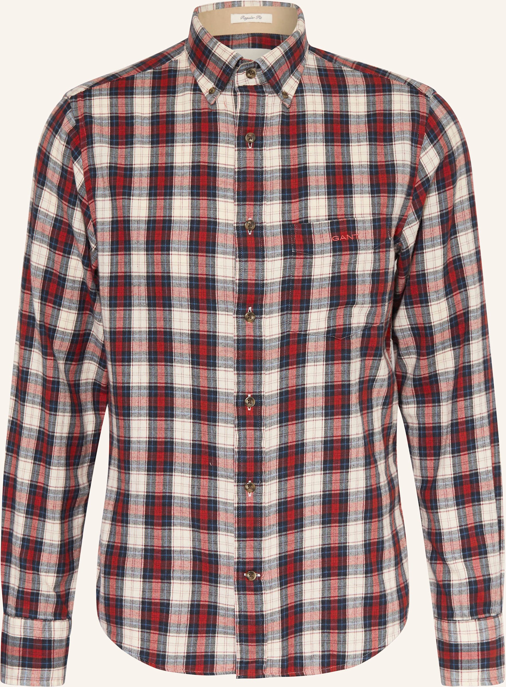 Gant Flanellhemd Windblown Regular Fit braun