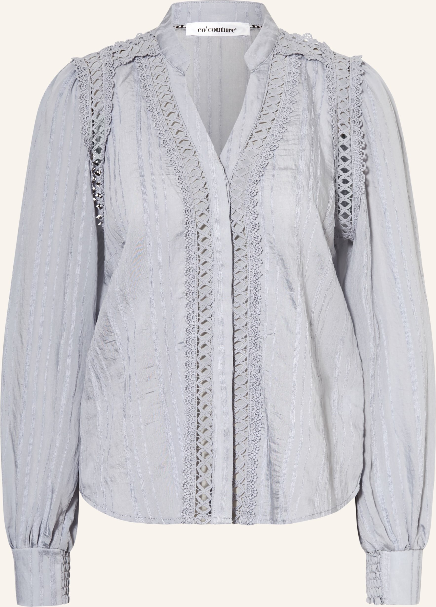 Co'couture Bluse Kesicc Mit Lochspitze blau