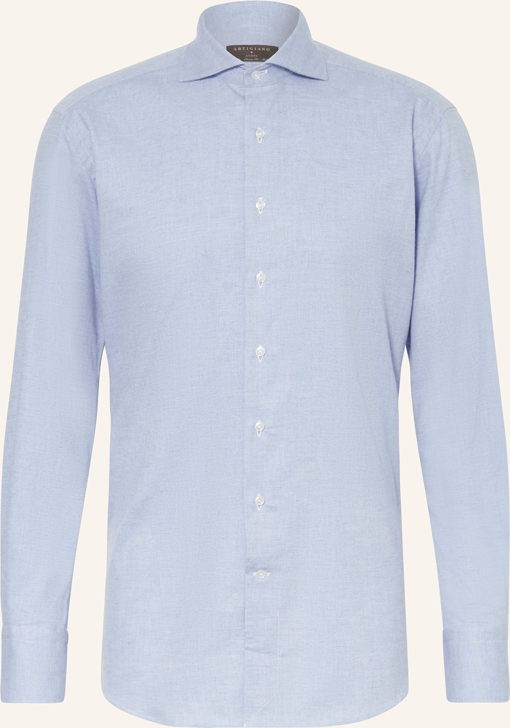 Artigiano Flanellhemd Classic Fit blau