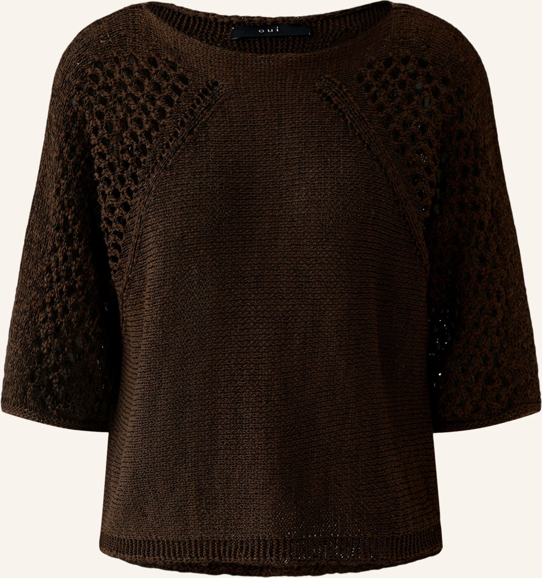 Oui Pullover Mit 3/4-Arm braun