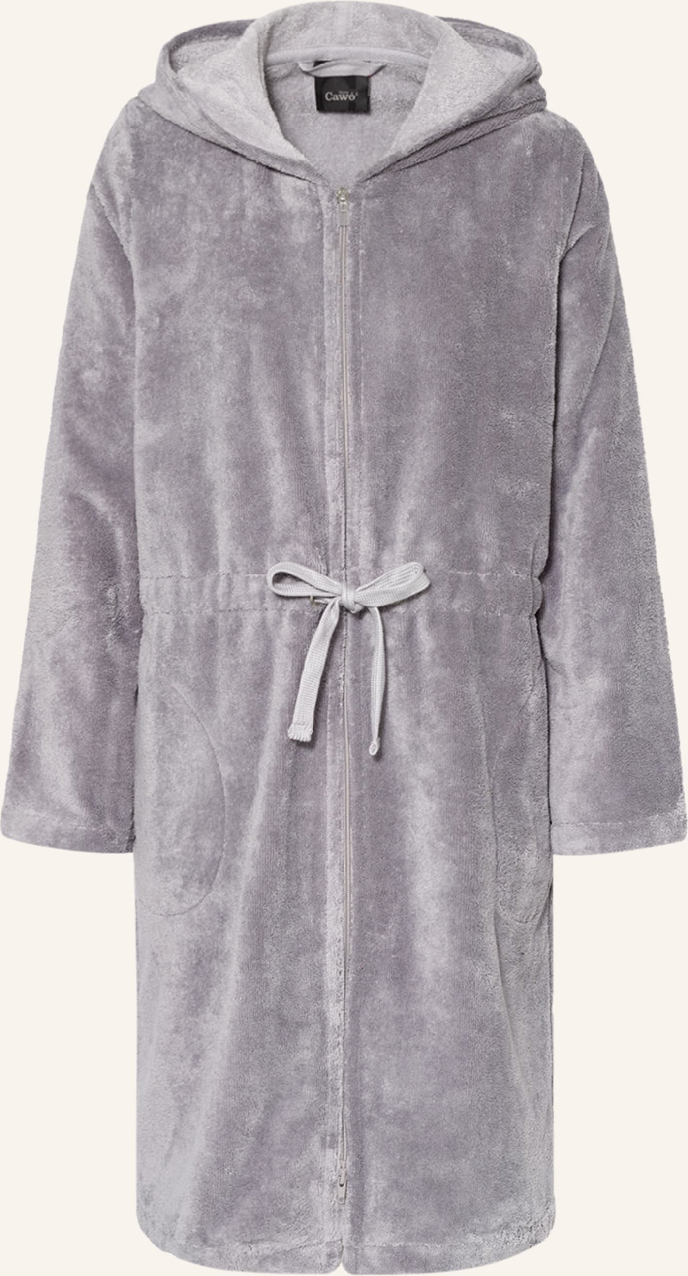Cawö Damen-Bademantel Mit Kapuze grau