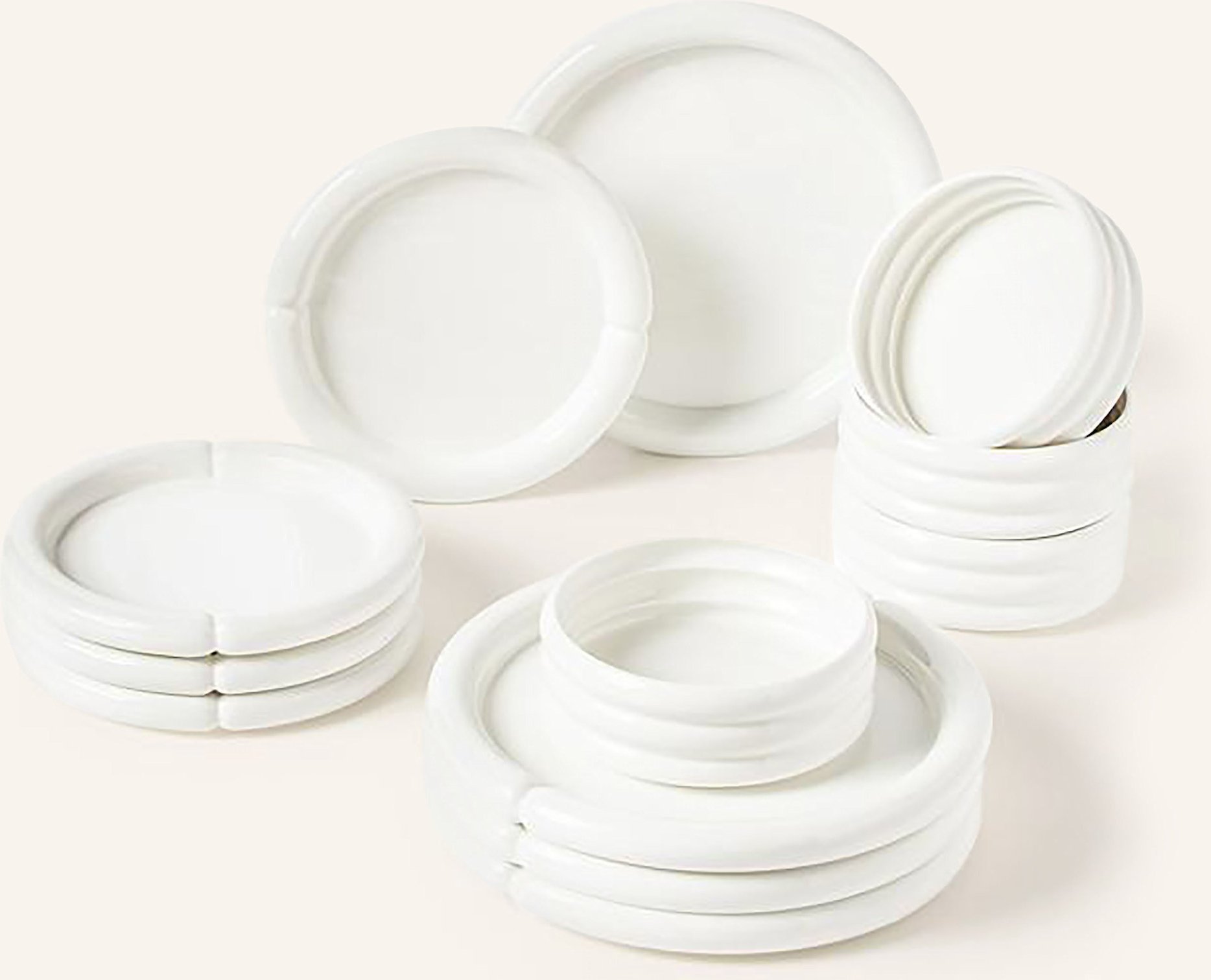 Thumbnail - Westwing Collection 12-Tlg. Geschirr-Set Maira weiss