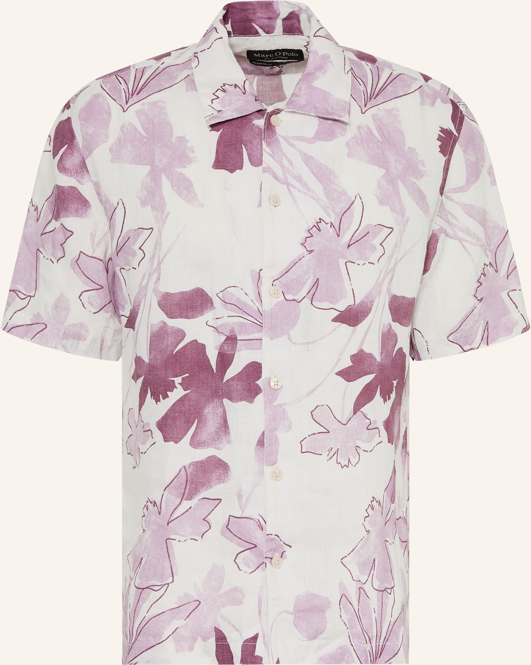 Marc O'polo Kurzarm-Hemd Regular Fit Aus Leinen rosa