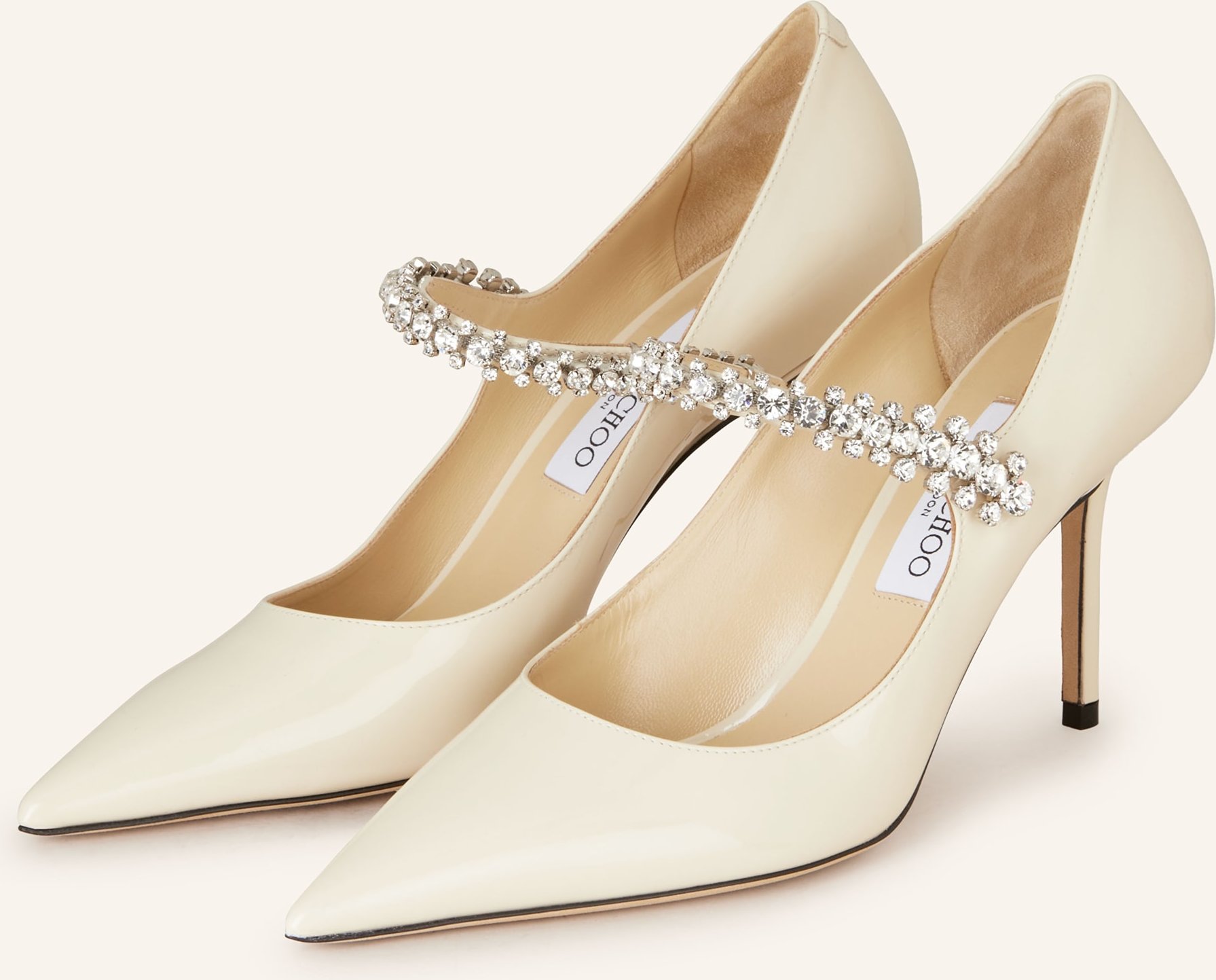 Thumbnail - Jimmy Choo Slingpumps Bing 85 Mit Schmucksteinen weiss