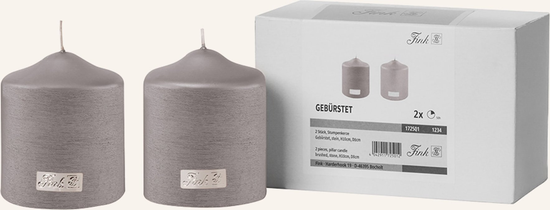 Thumbnail - Fink Metallic Stumpenkerze Candle beige