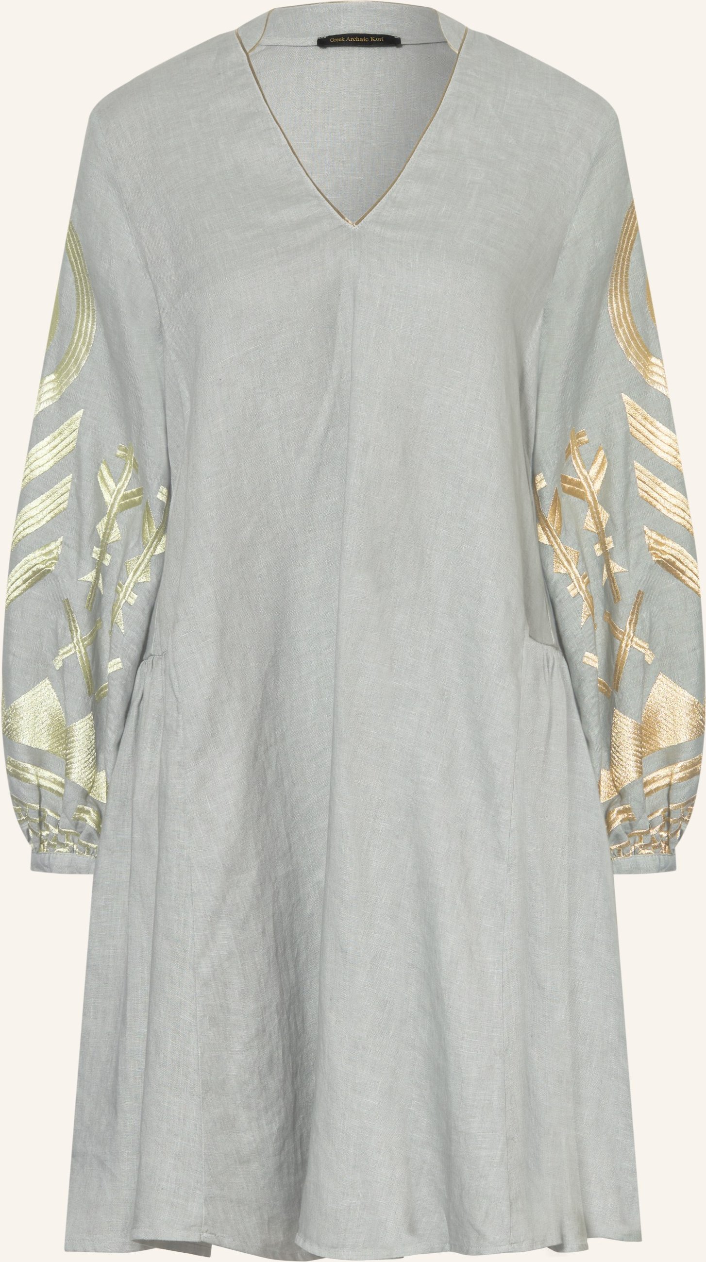 Greek Archaic Kori Strandkleid Feather Aus Leinen grau