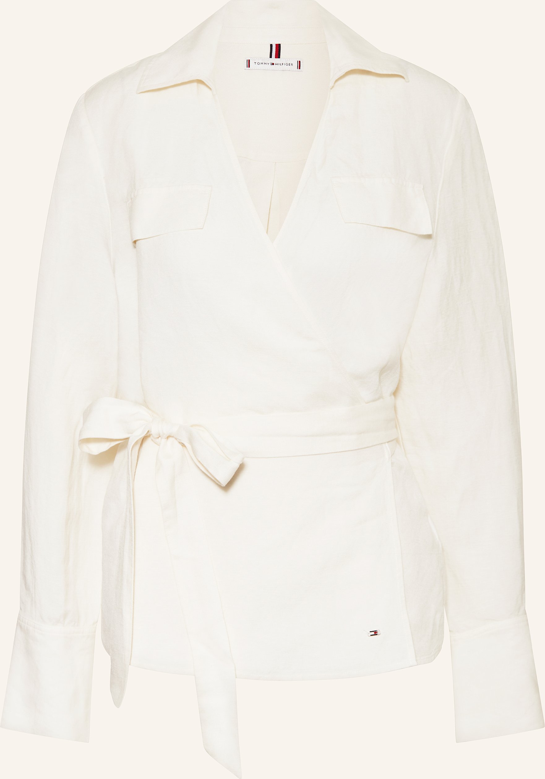 Tommy Hilfiger Wickelbluse Mit Leinen beige