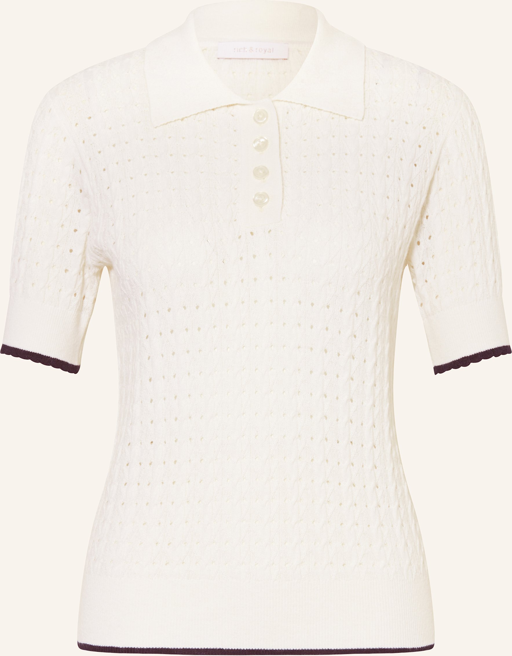 Rich & Royal Strick-Poloshirt weiss