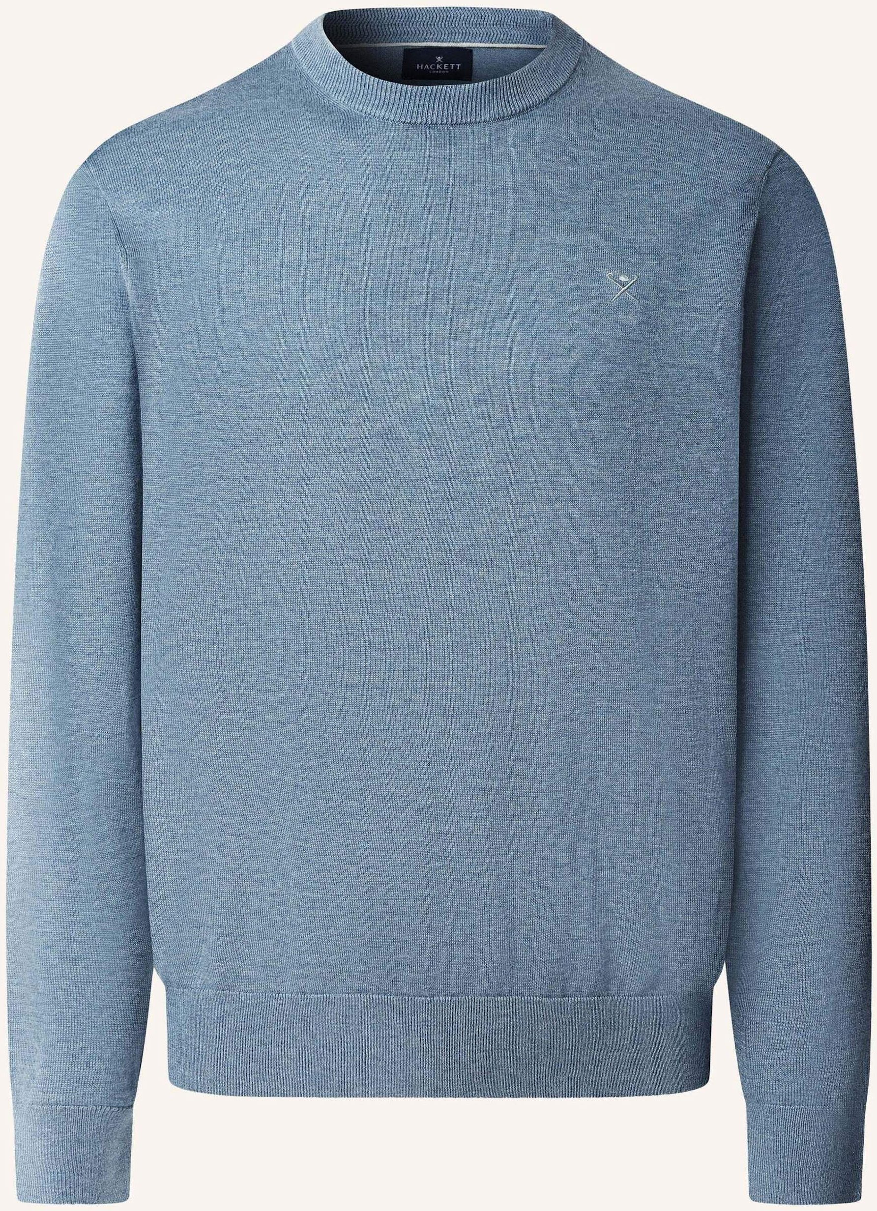 Hackett London Pullover Cotton Silk Crew blau