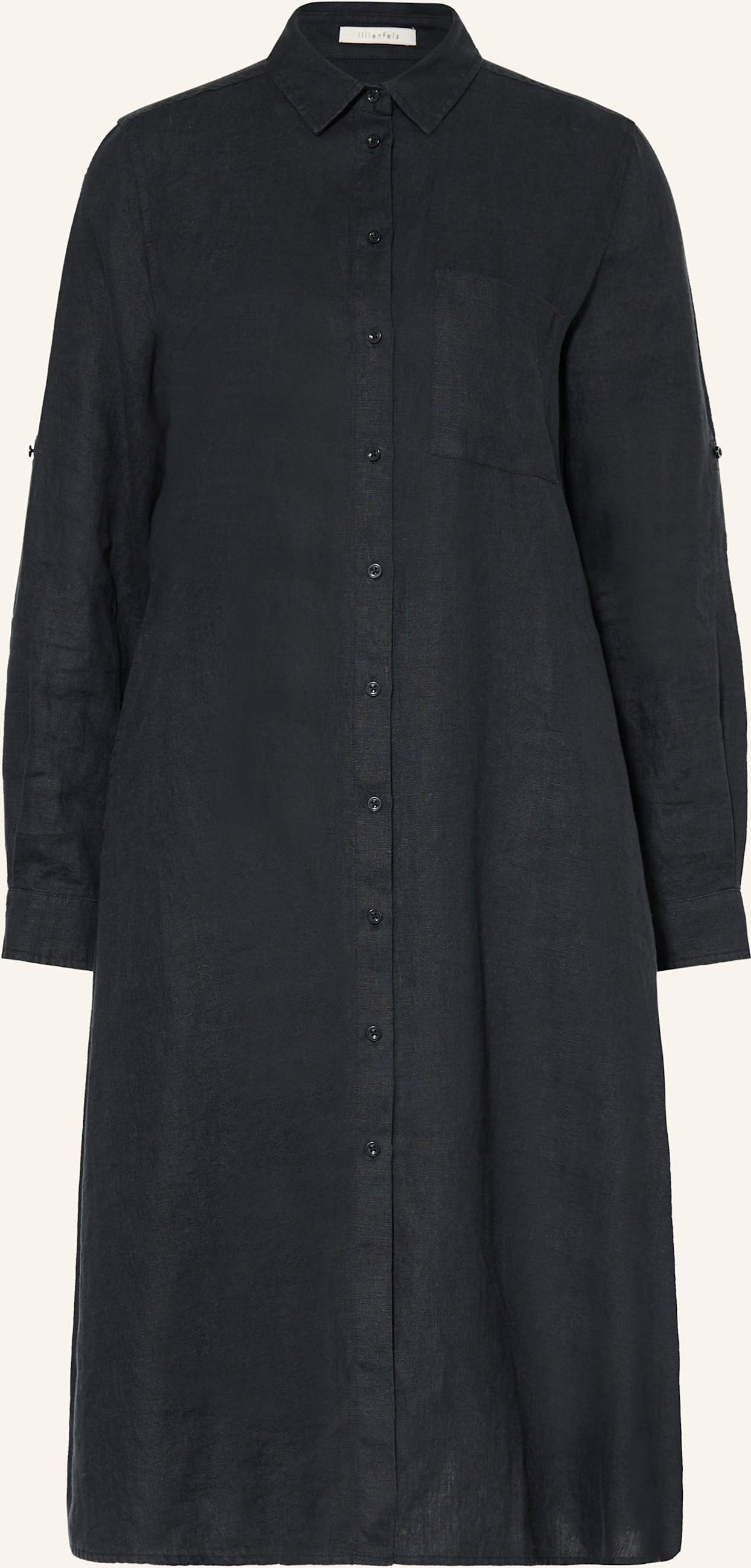 Lilienfels Hemdblusenkleid Aus Leinen schwarz