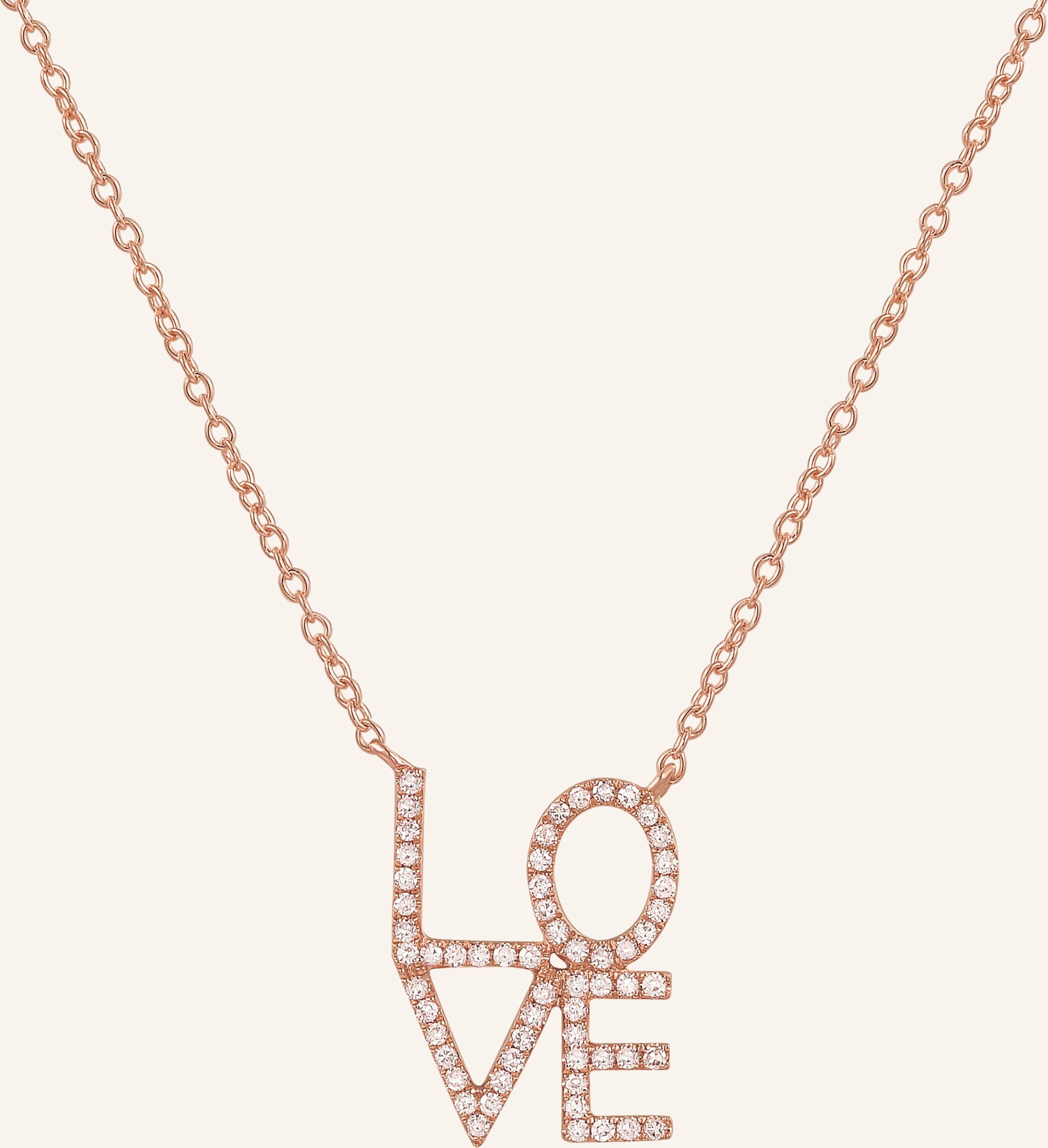 Leaf Halskette Love Aus 18 Karat Roségold Mit Diamanten rosegold