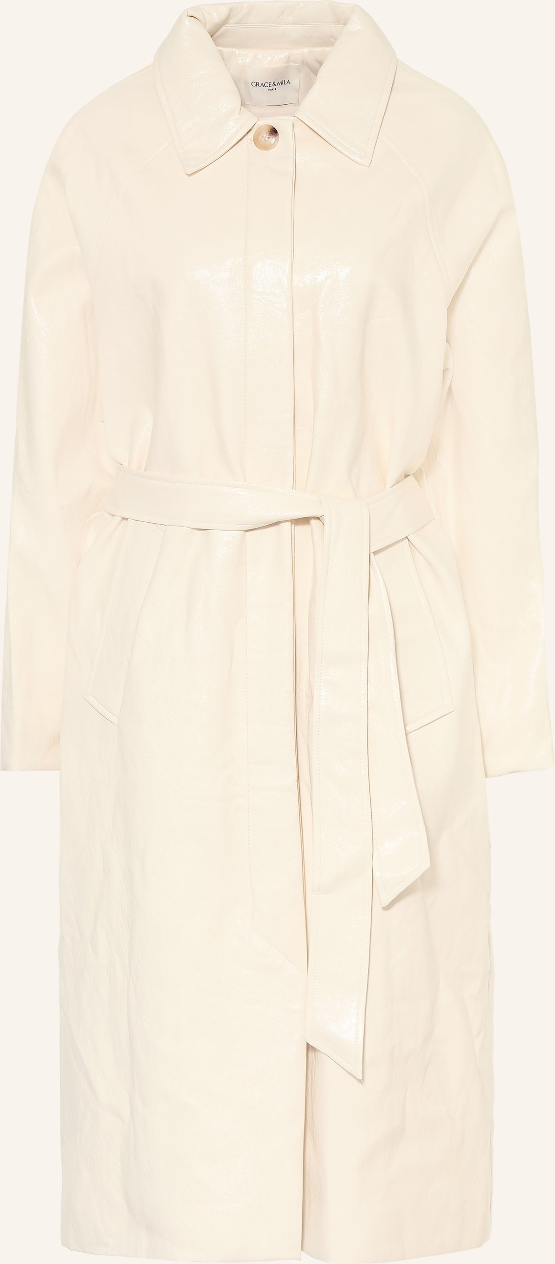 Grace & Mila Mantel Velours In Lederoptik beige