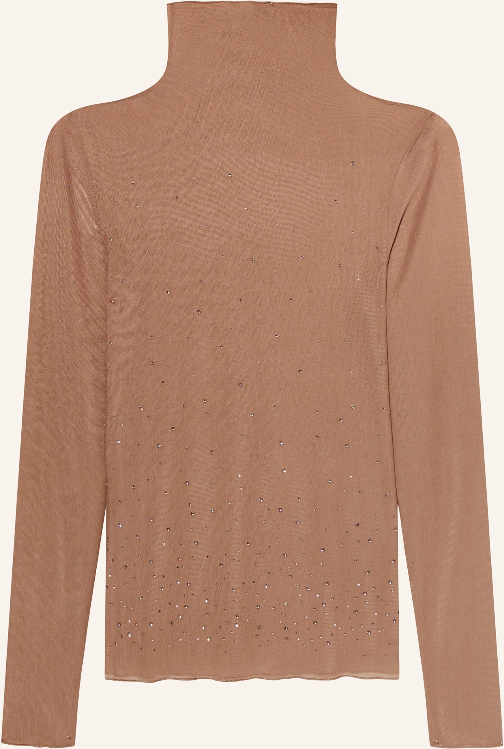 Thumbnail - Luisa Cerano Longsleeve Aus Mesh Mit Schmucksteinen beige