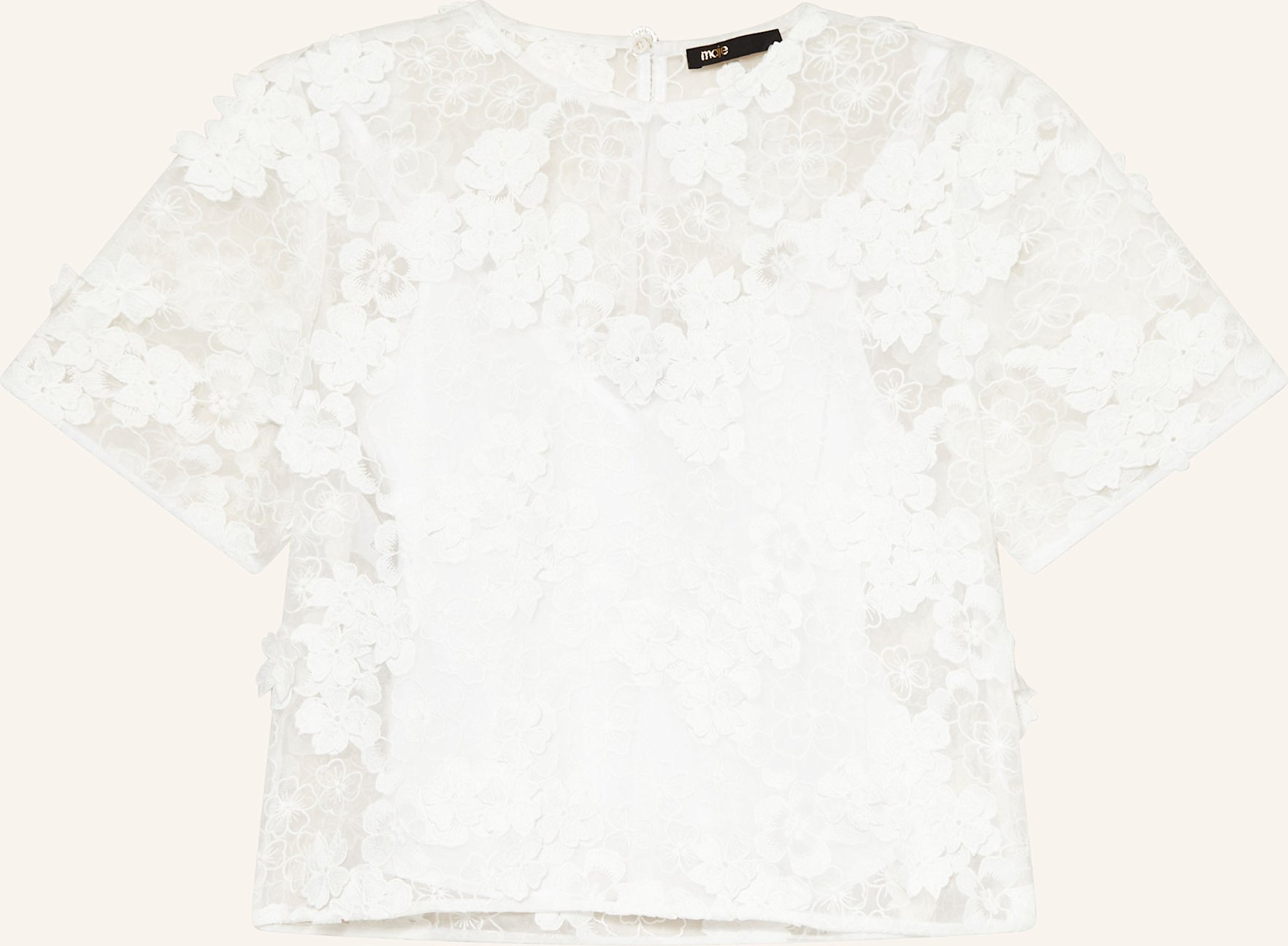 Thumbnail - Maje Blusenshirt Aus Spitze Mit Schmucksteinen weiss