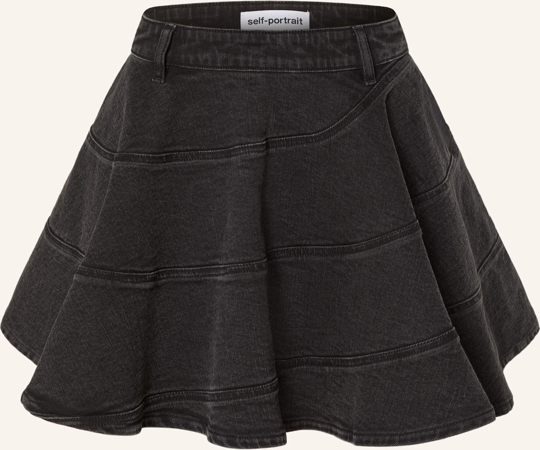 Self-Portrait Jeansrock schwarz