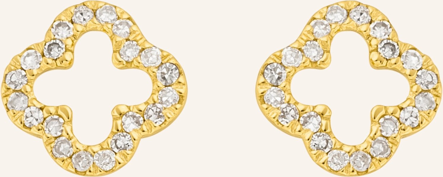Leaf Ohrstecker Clover 18 Karat Gelbgold Mit Diamanten gold