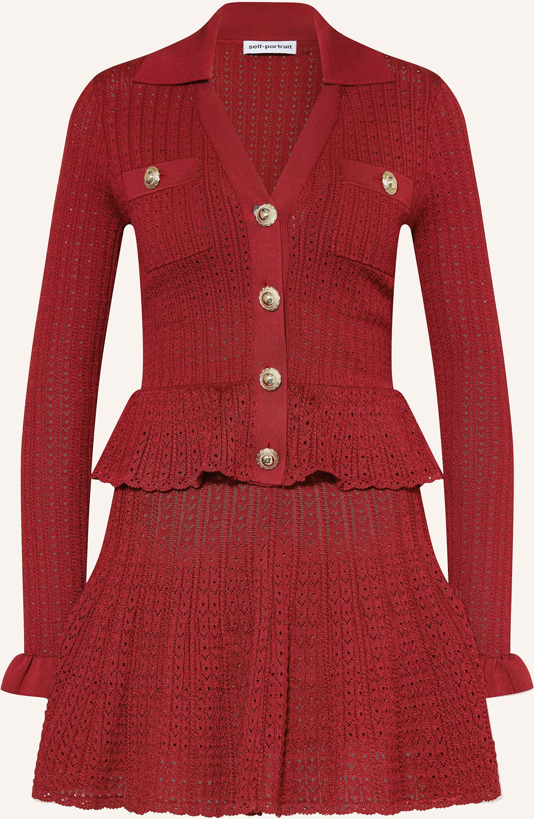 Self-Portrait Strickkleid Mit Volants rot