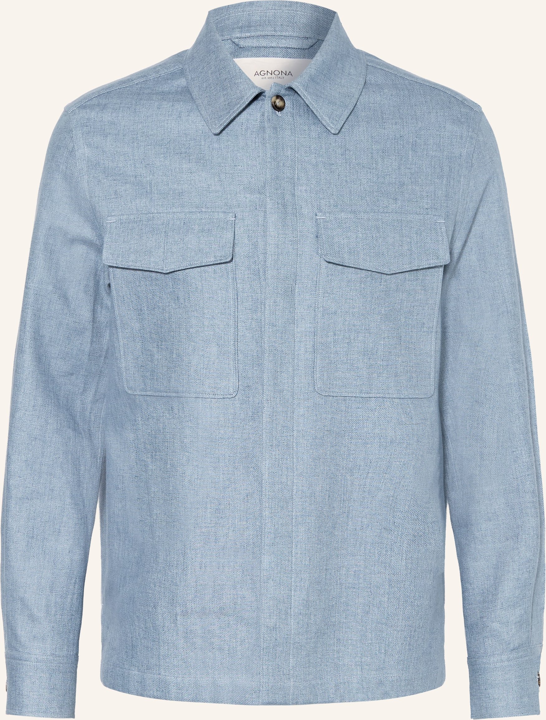 Agnona Overjacket Aus Leinen In Jeansoptik blau