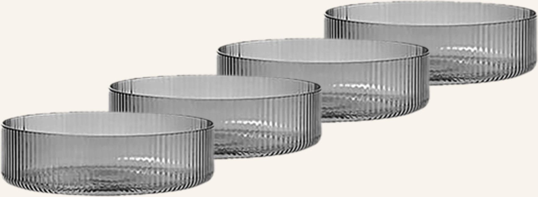 Ferm Living 4er-Set Schalen Ripple grau