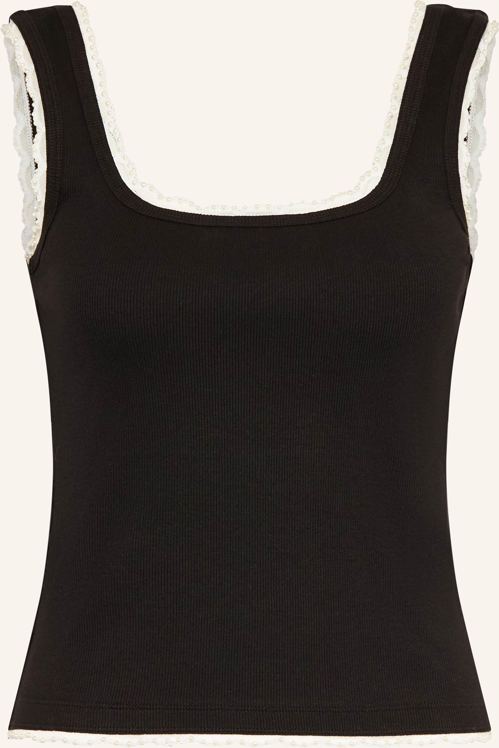 Sandro Top Mit Spitze Und Schmucksteinen schwarz