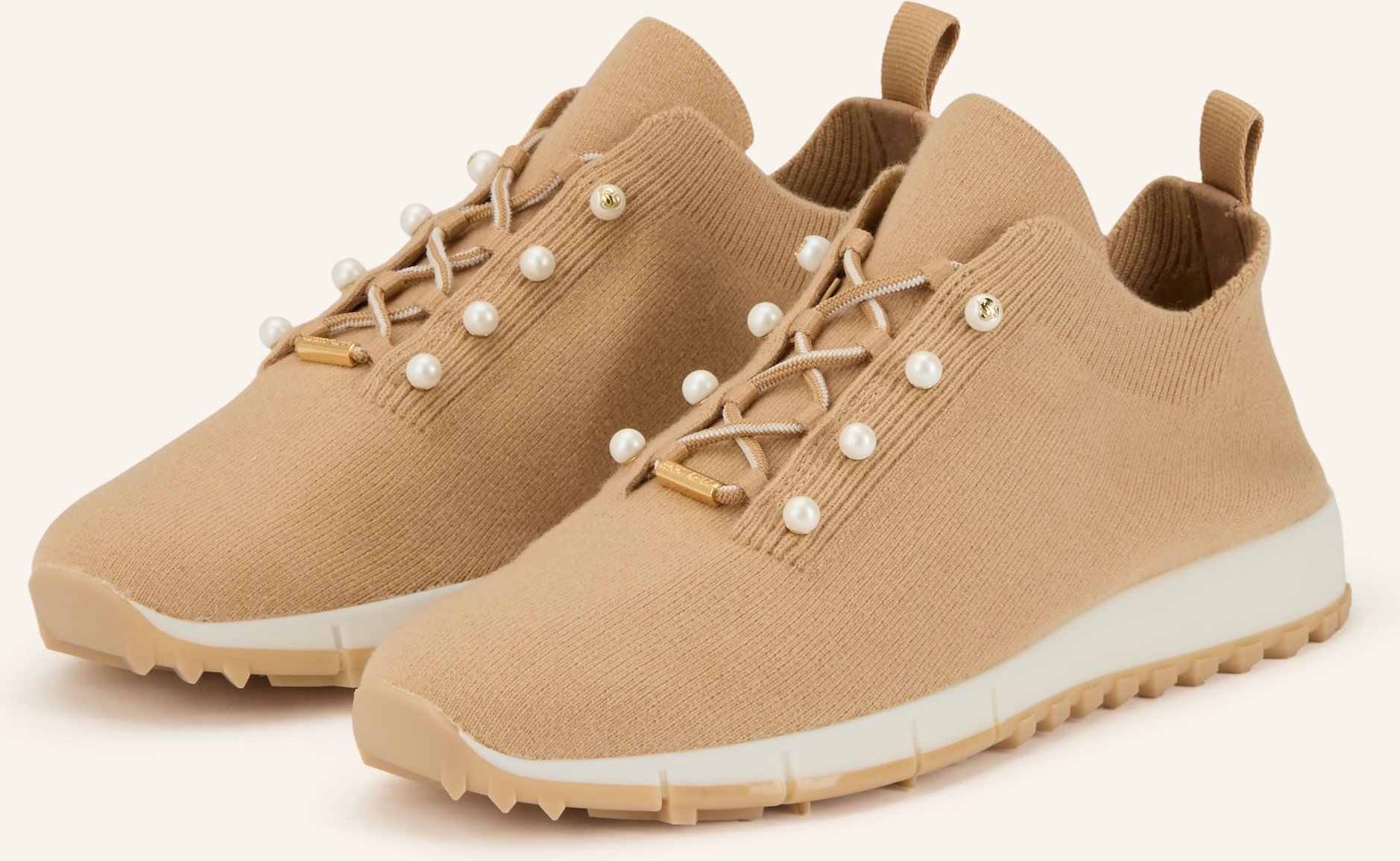 Jimmy Choo Sneaker Veles Mit Schmuckperlen beige