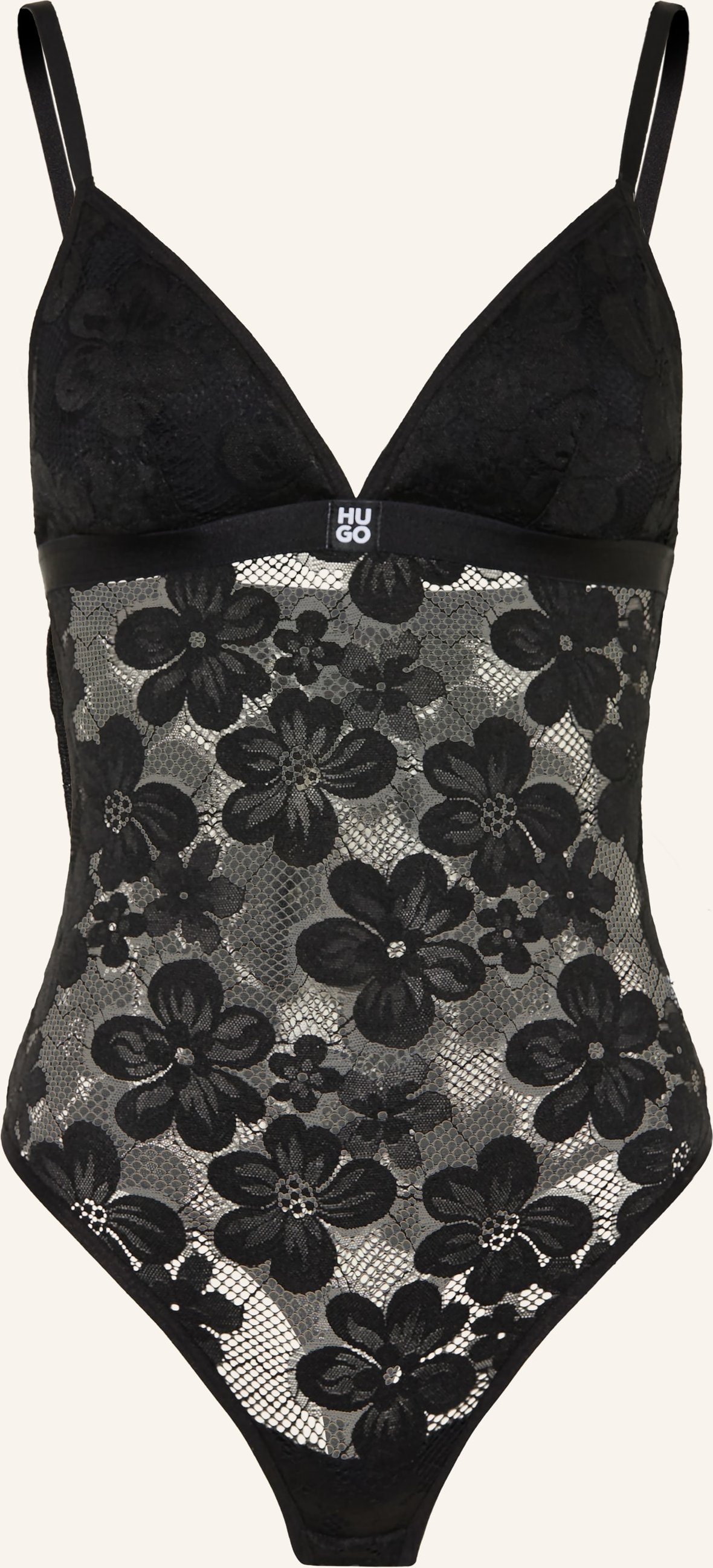 Hugo String-Body Bloom Lace schwarz