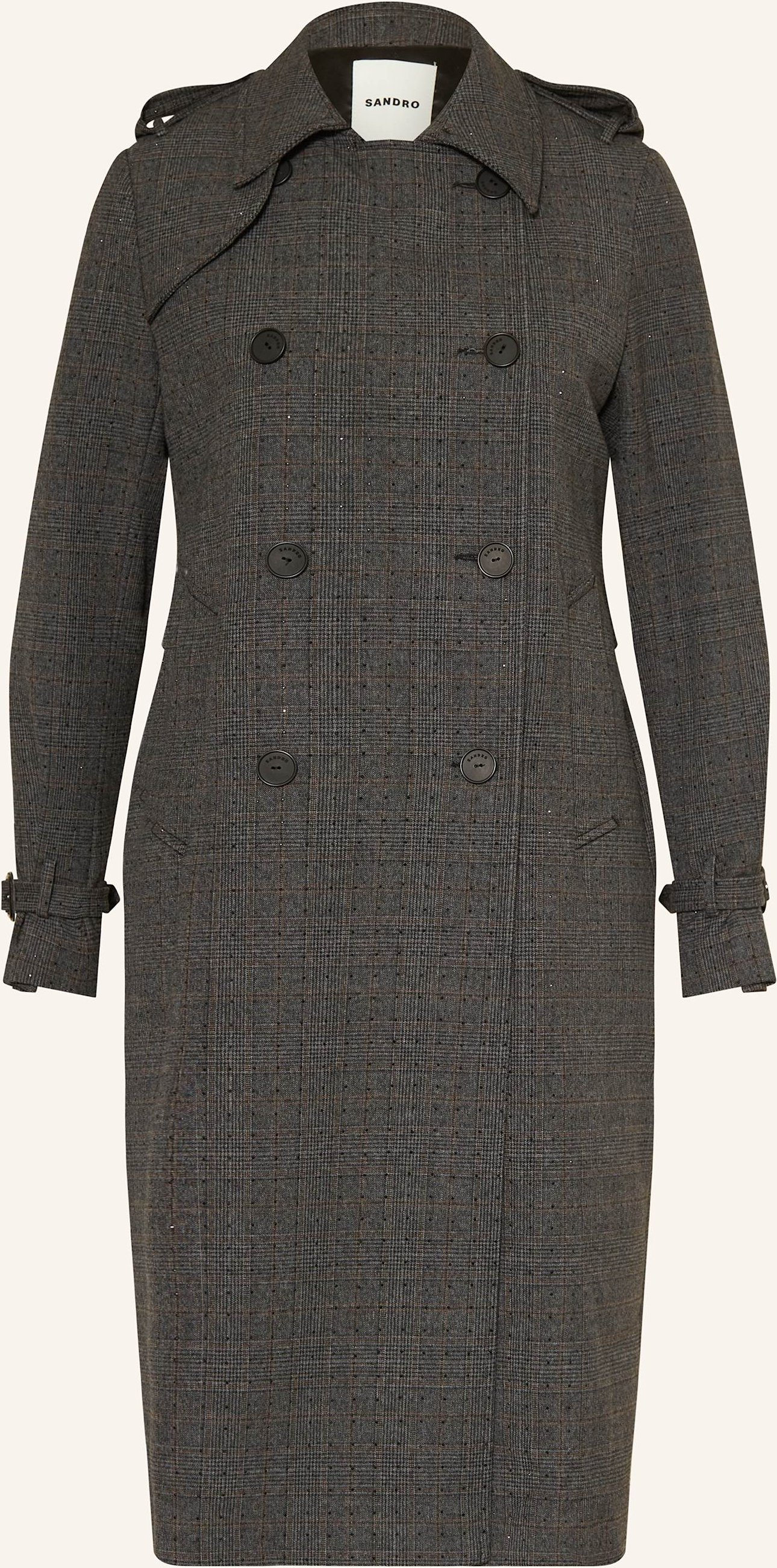 Sandro Trenchcoat Mit Schmucksteinen grau