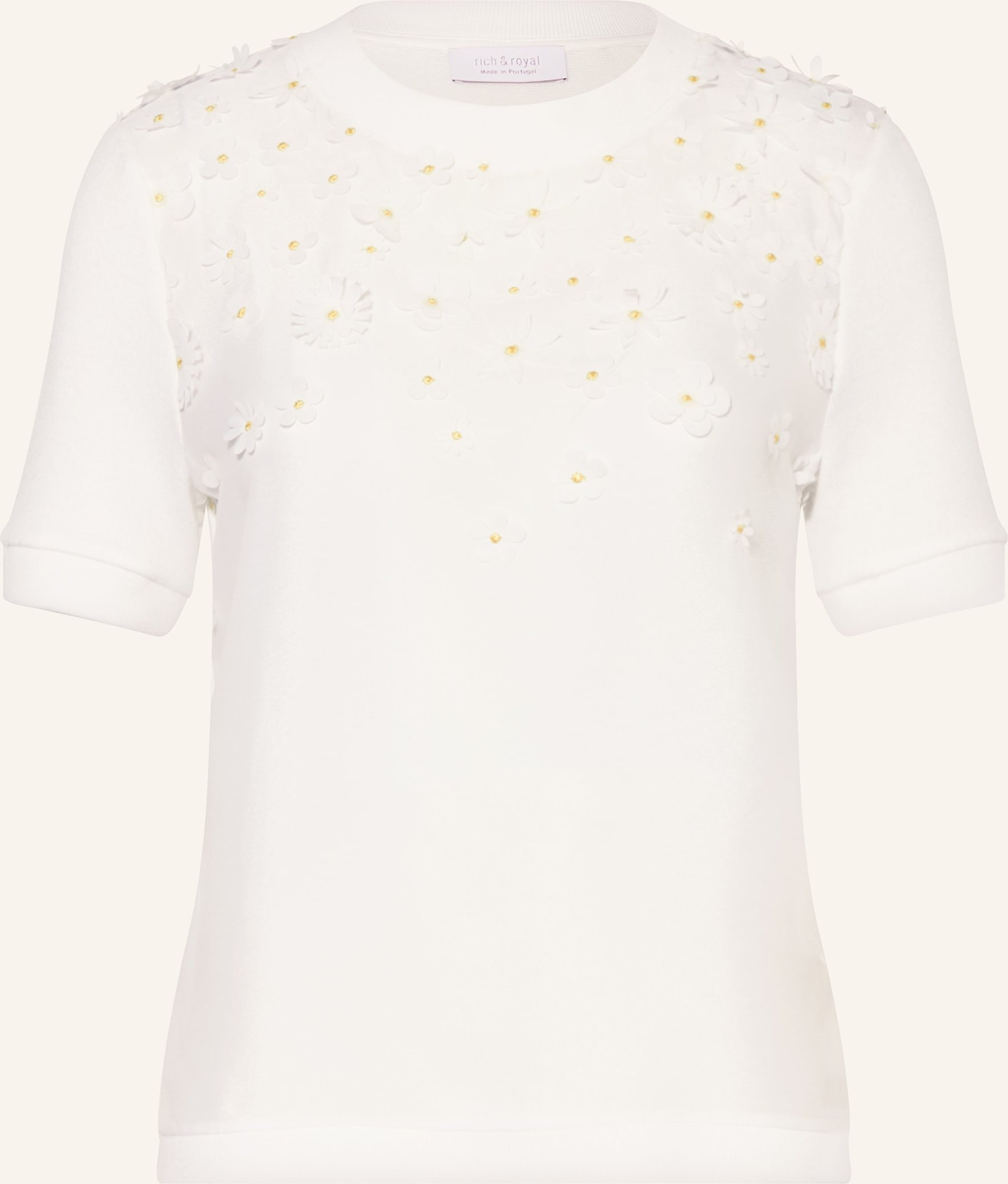 Rich & Royal T-Shirt Im Materialmix weiss