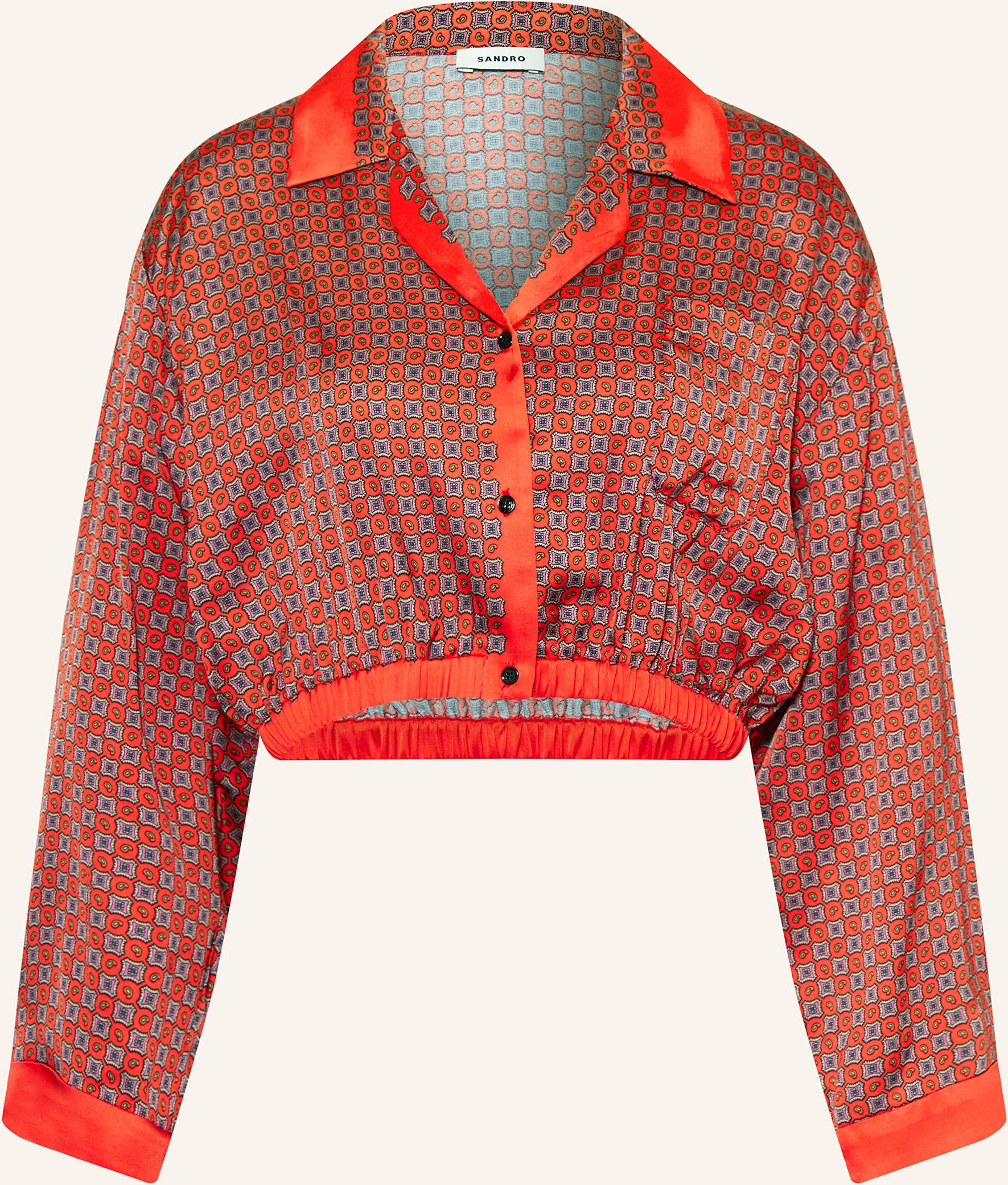 Sandro Cropped-Bluse Aus Satin rot